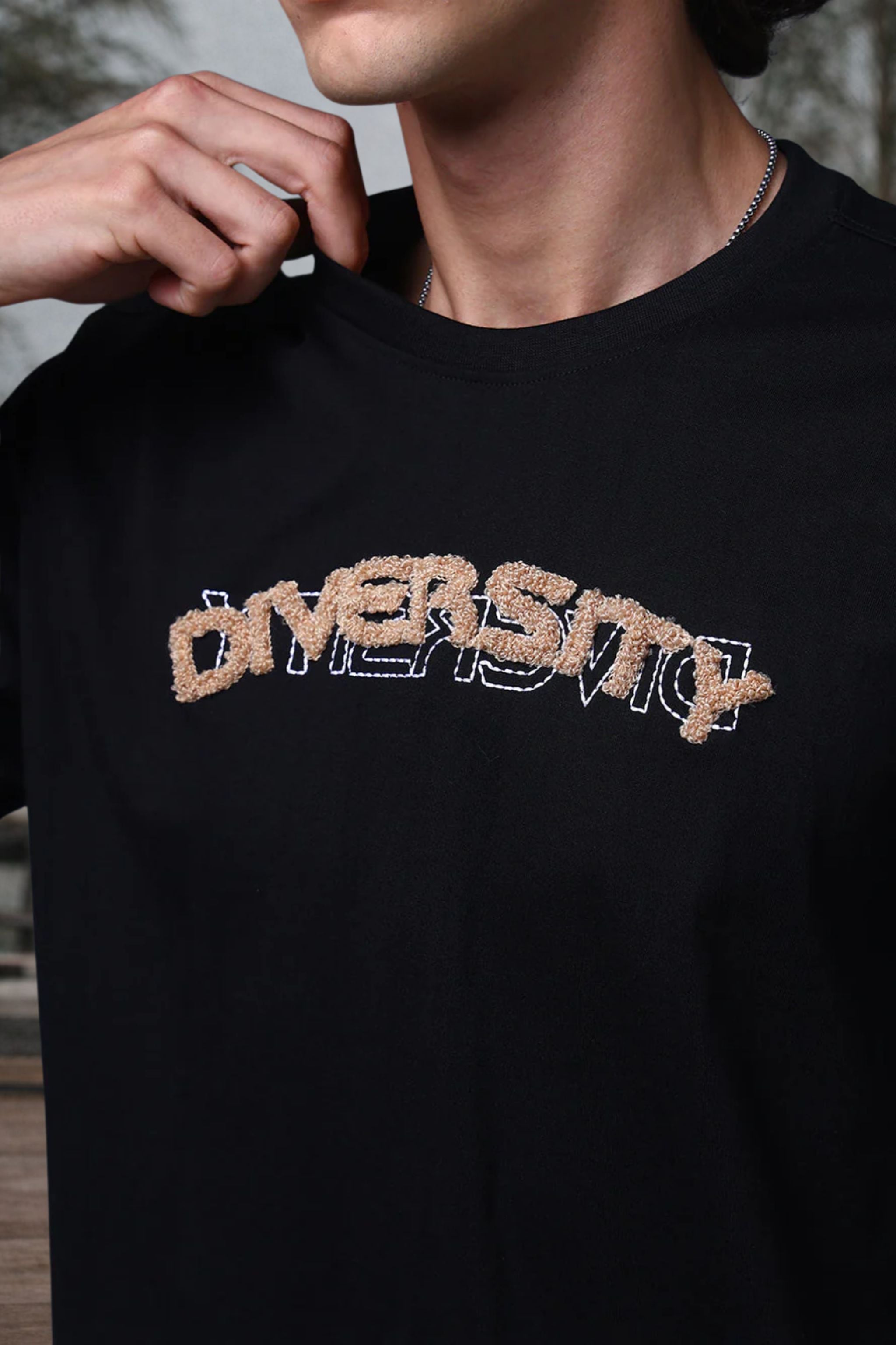 Men Black Graphic T-Shirt & Brown Cargo Pants Co-Ord Set