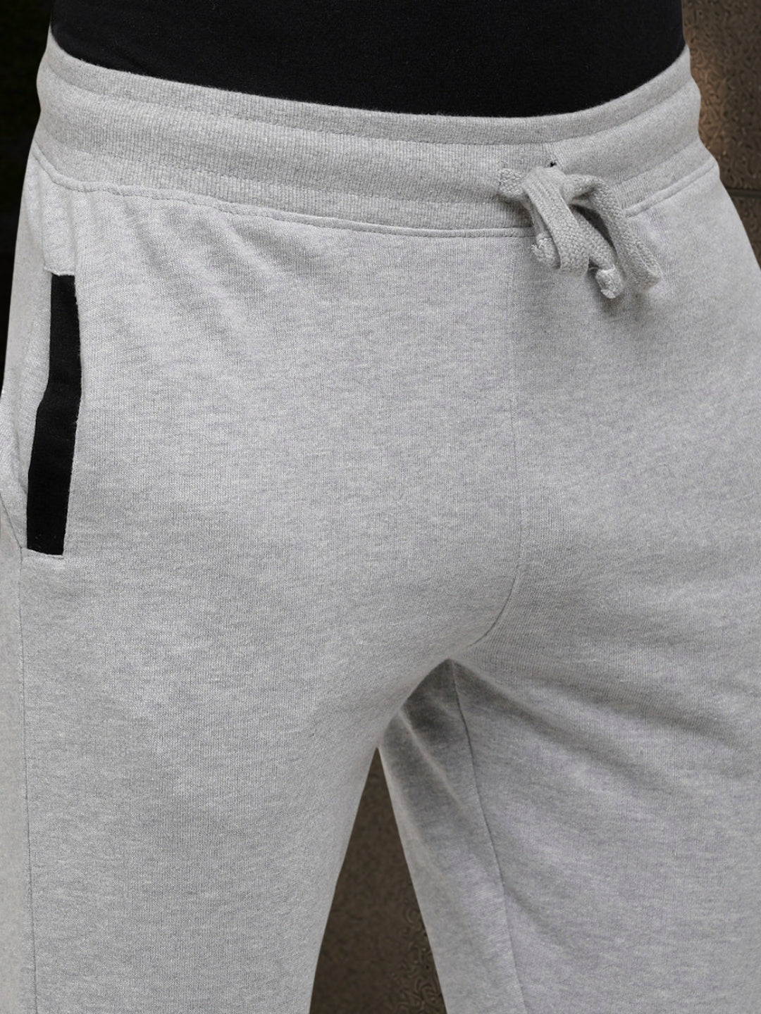 Men's Solid Grey Melange Regular Fit Joggers