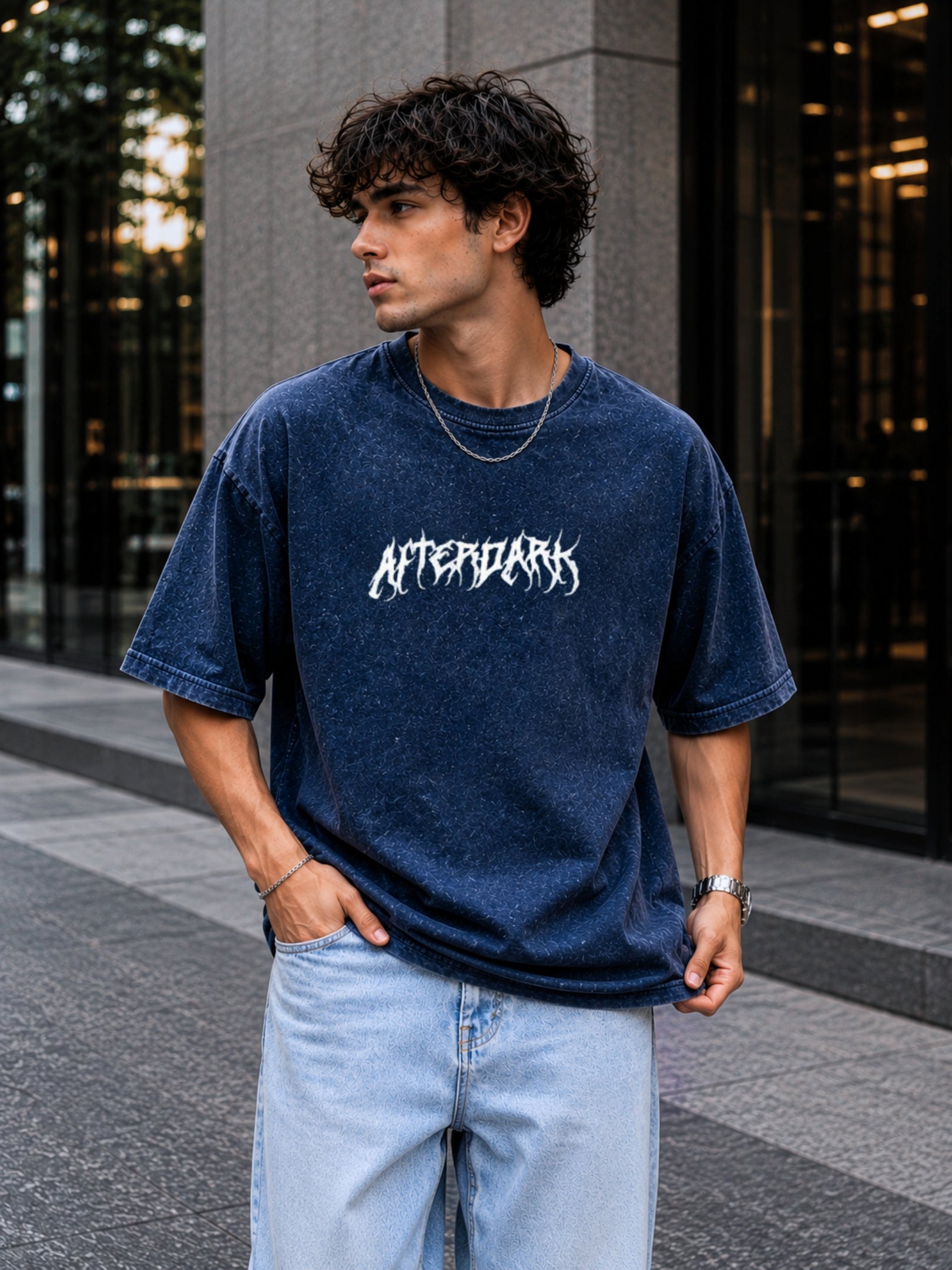 Men's Acid washed Printed T-shirt