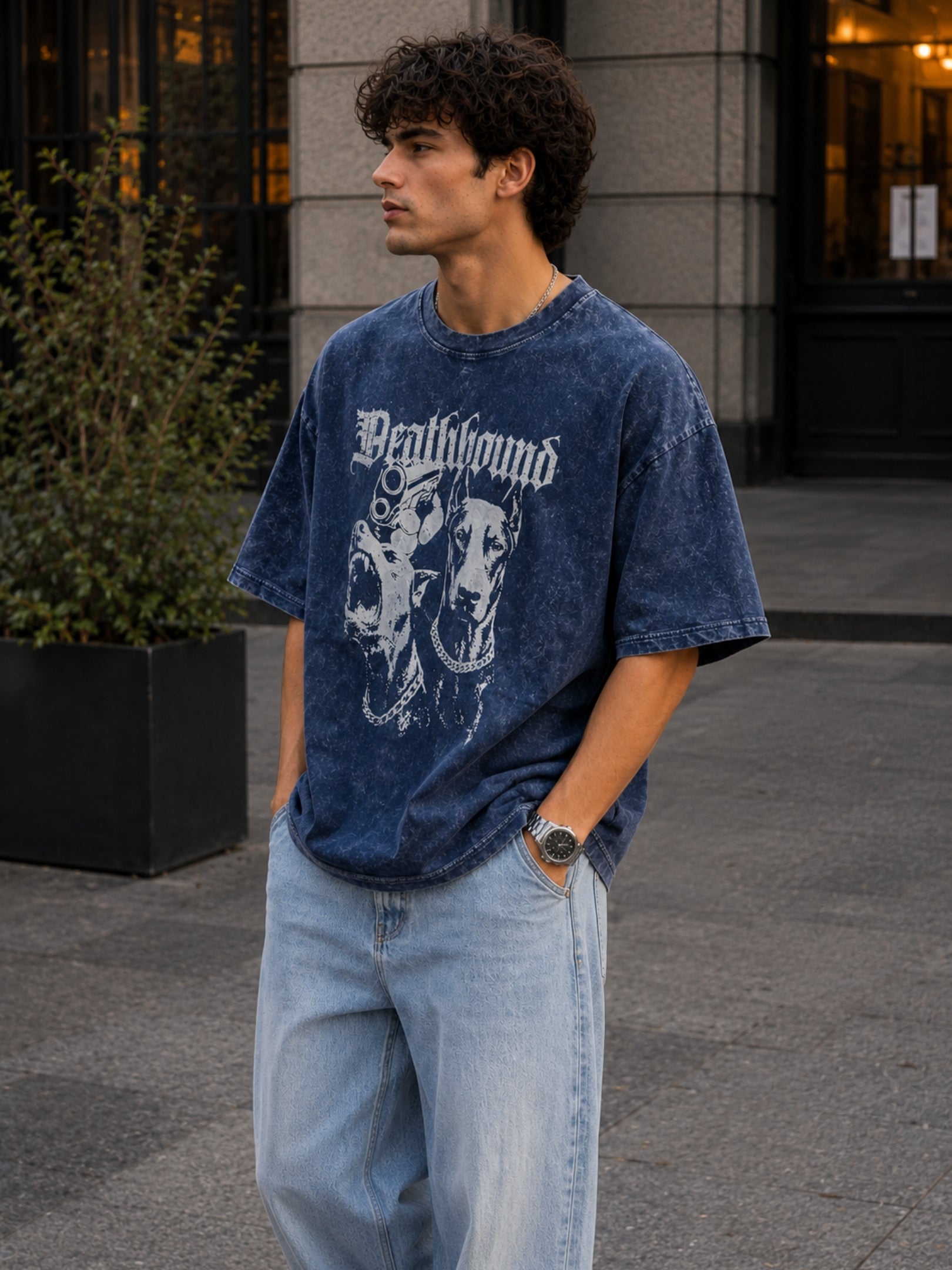 Men's Acid washed Printed T-shirt