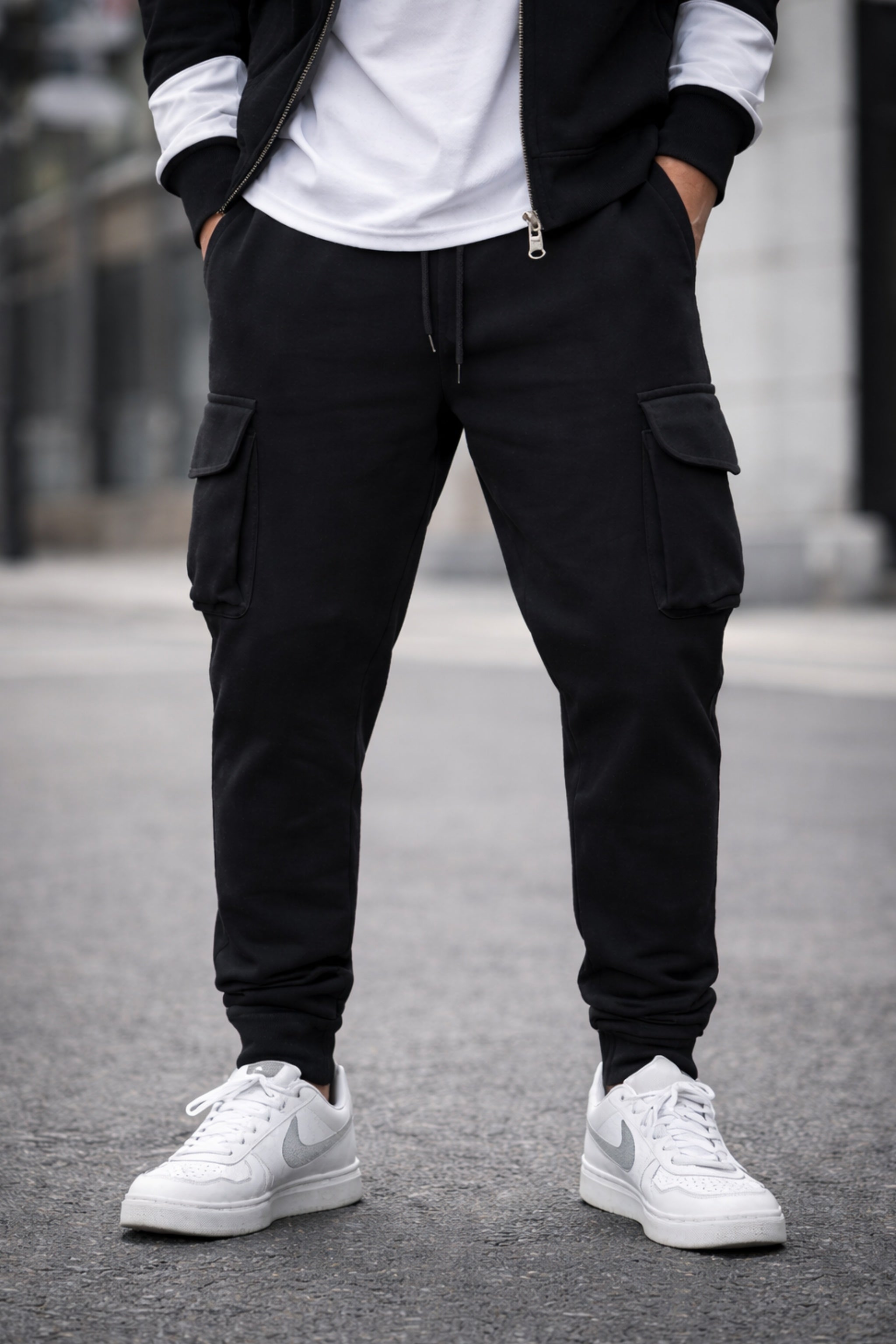 Men's Black Cargo Joggers