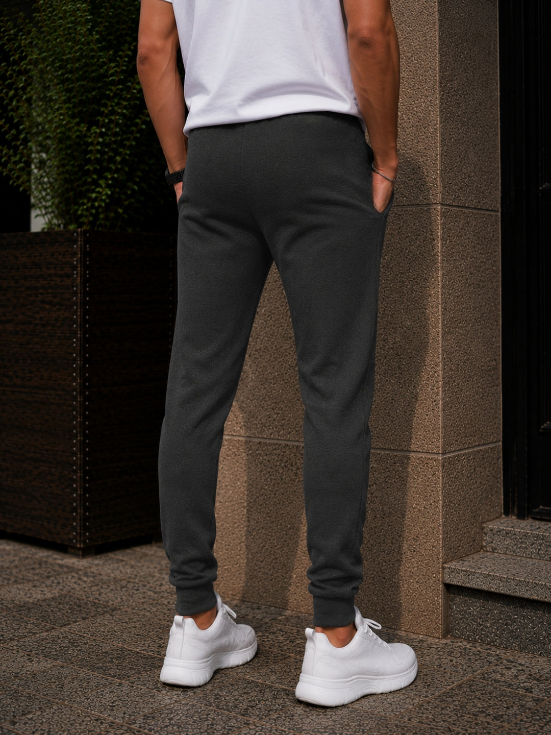 Men's Solid Charcoal Regular Fit Joggers