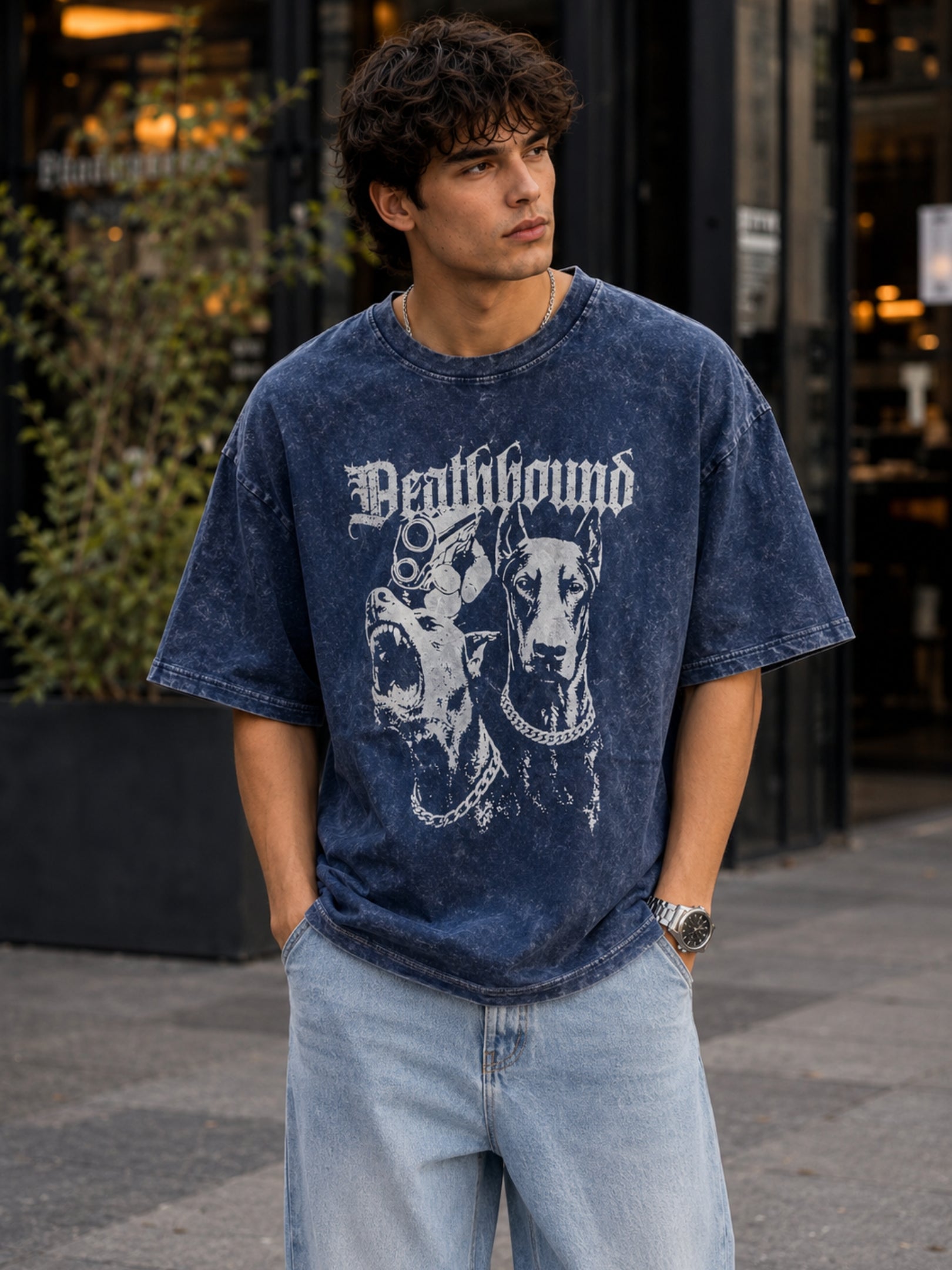 Men's Acid washed Printed T-shirt
