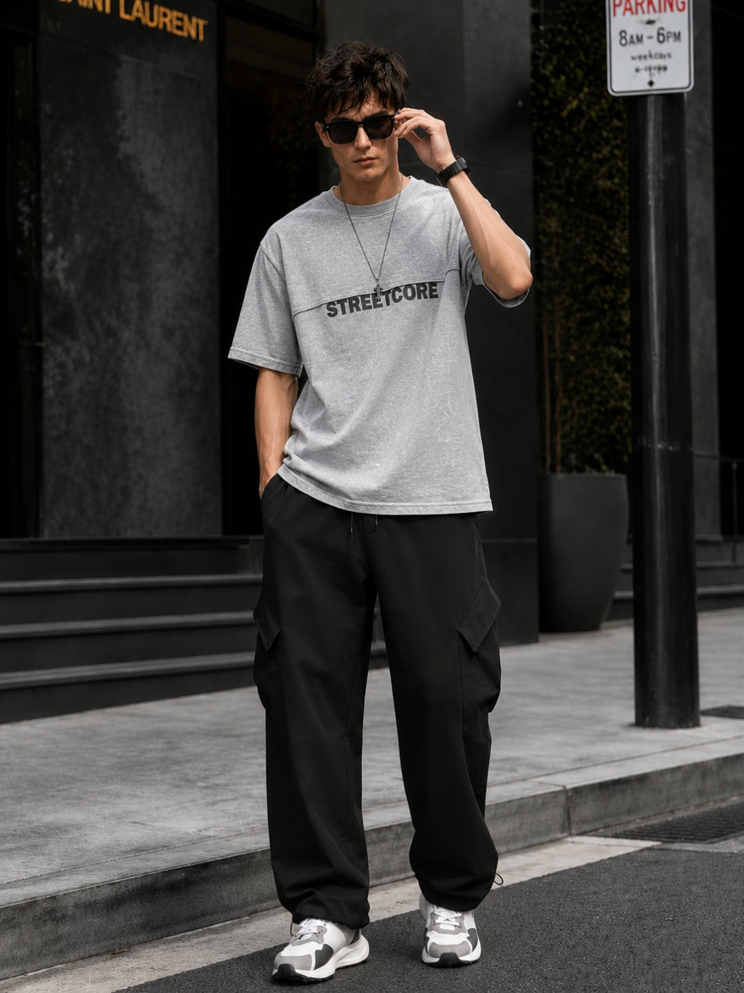 Men's Acid Wash Oversized T-Shirt & Cargo Loose fit Track Pant Streetwear Co-ord Set