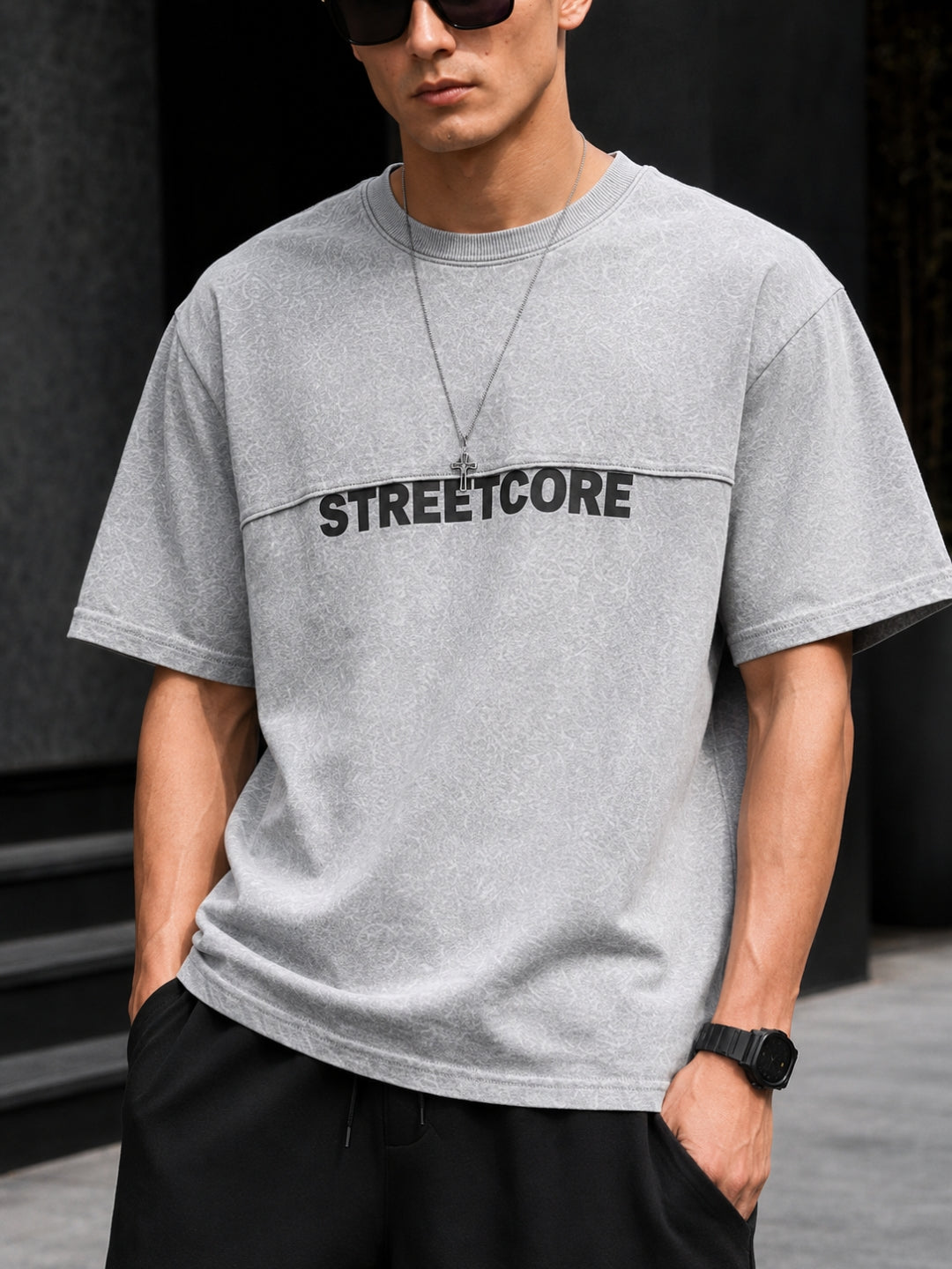 Men's Acid Wash Oversized T-Shirt & Cargo Loose fit Track Pant Streetwear Co-ord Set