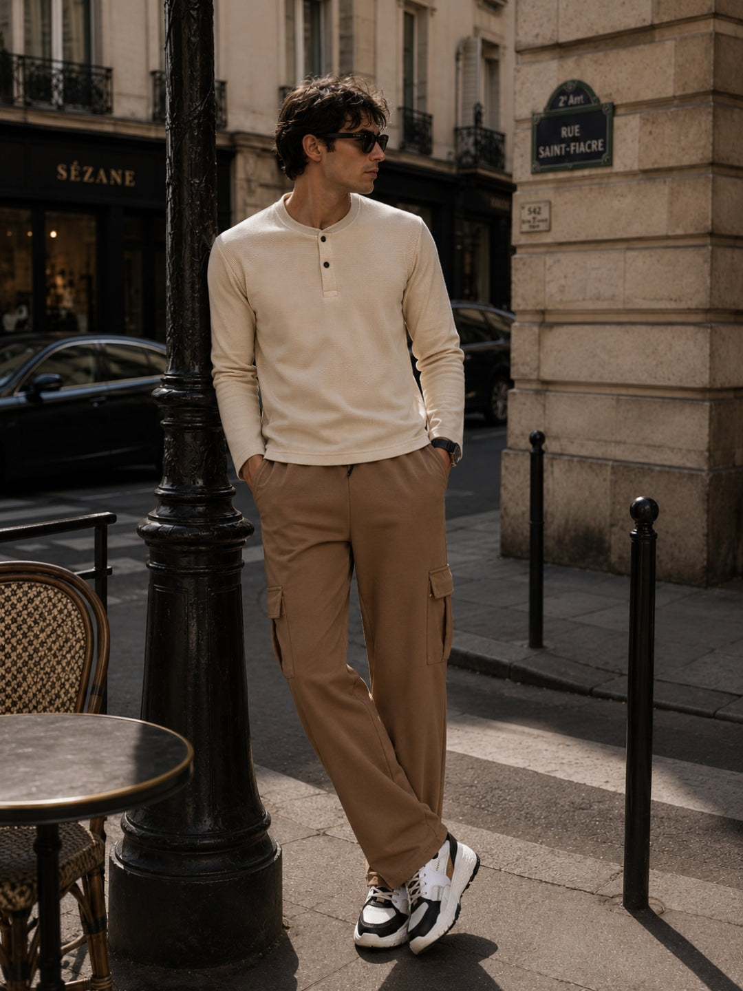 Men's Solid Full sleeve T-Shirt & Cargo Loose fit Track Pant Streetwear Co-ord Set