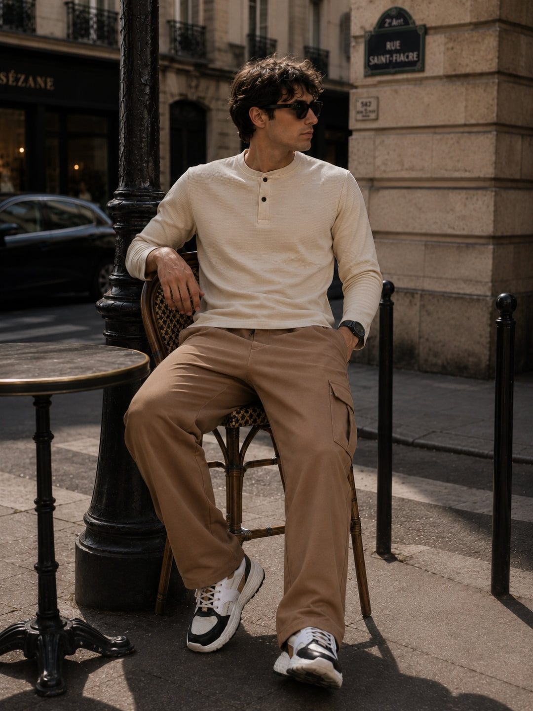 Men's Solid Full sleeve T-Shirt & Cargo Loose fit Track Pant Streetwear Co-ord Set