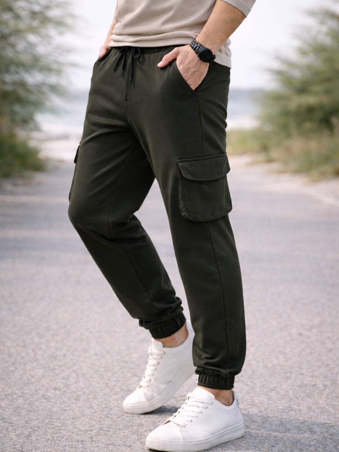 Men's Olive Cargo Joggers
