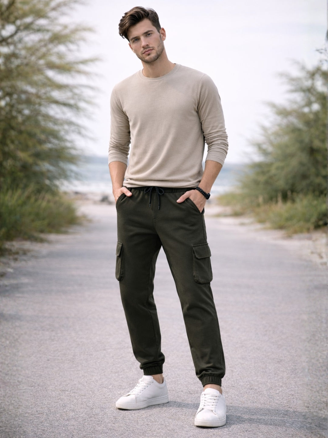 Men's Olive Cargo Joggers