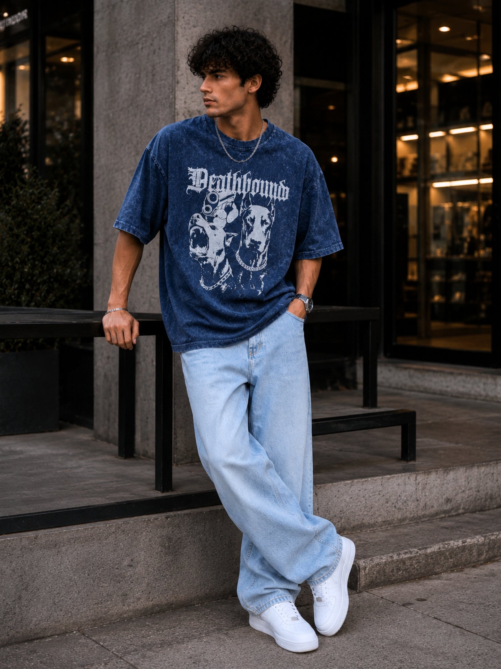 Men's Acid washed Printed T-shirt