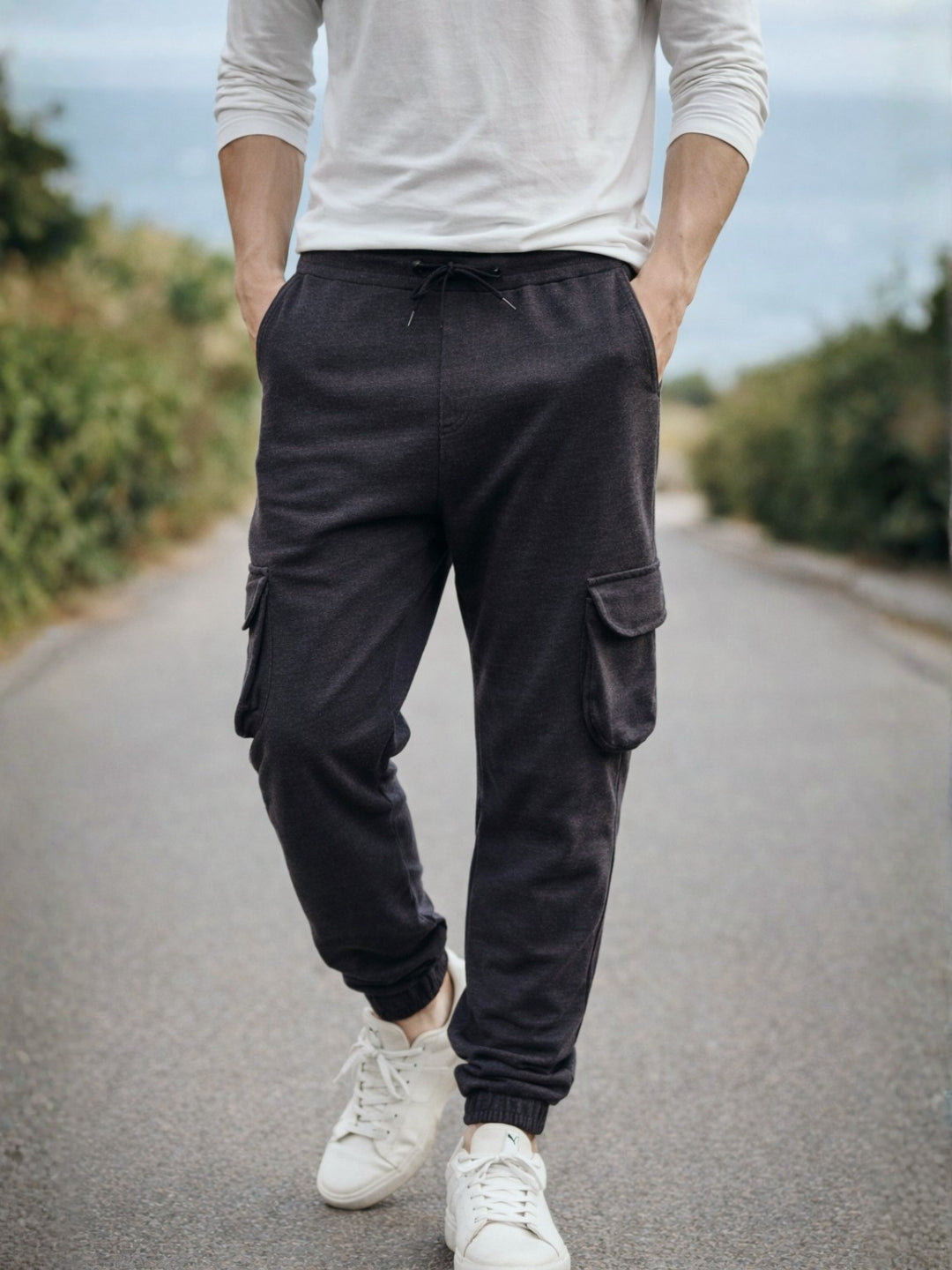 Men's Denim blue Cotton Joggers