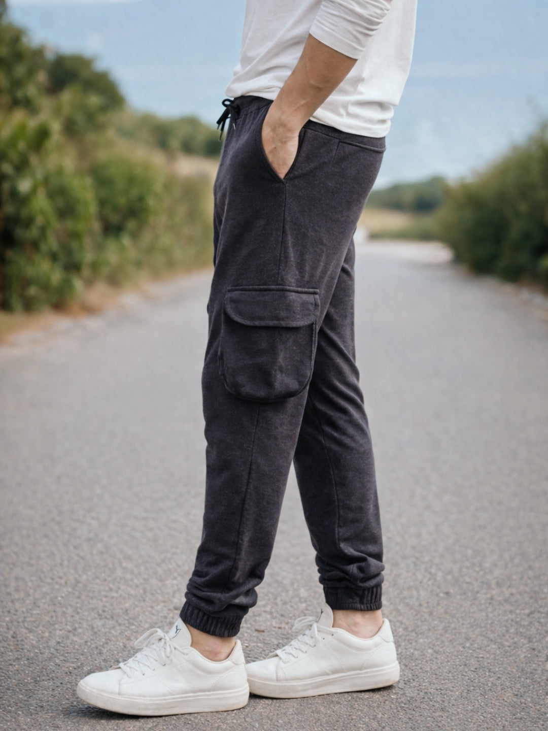 Men's Denim blue Cotton Joggers