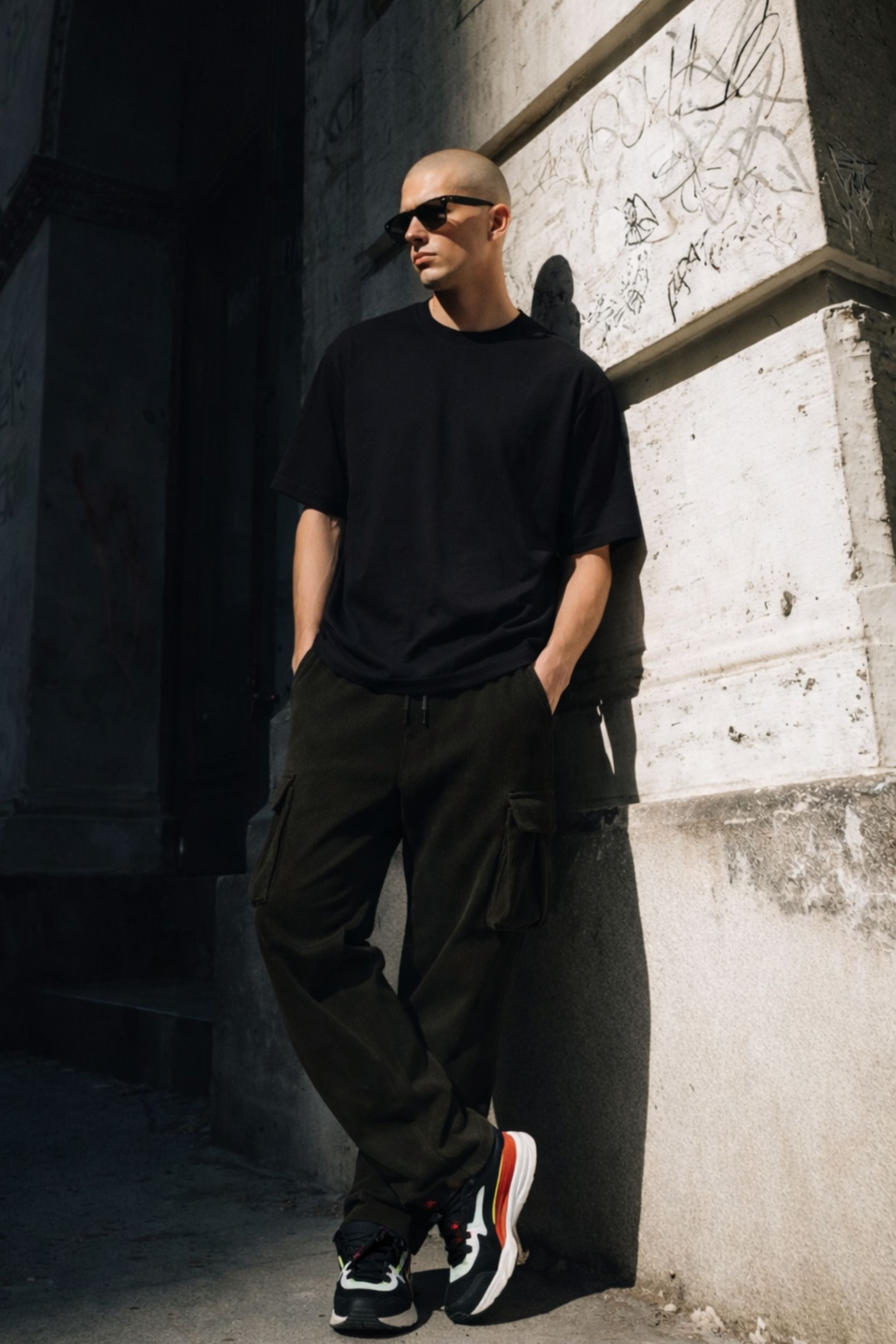 Men Relaxed Fit Streetwear Co-Ord Set with Oversized T-Shirt and Cargo Pants