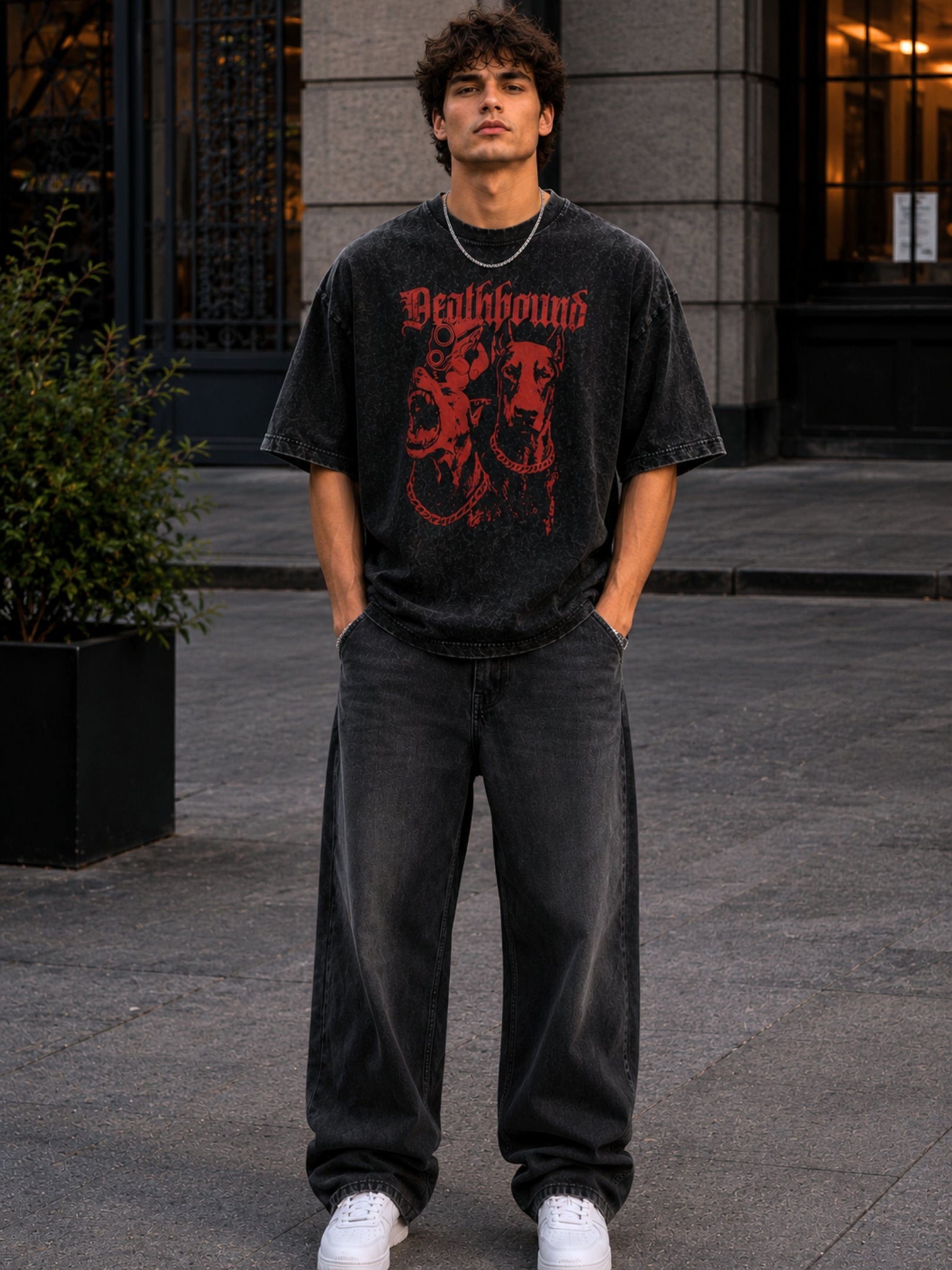 Men's Acid washed Printed T-shirt