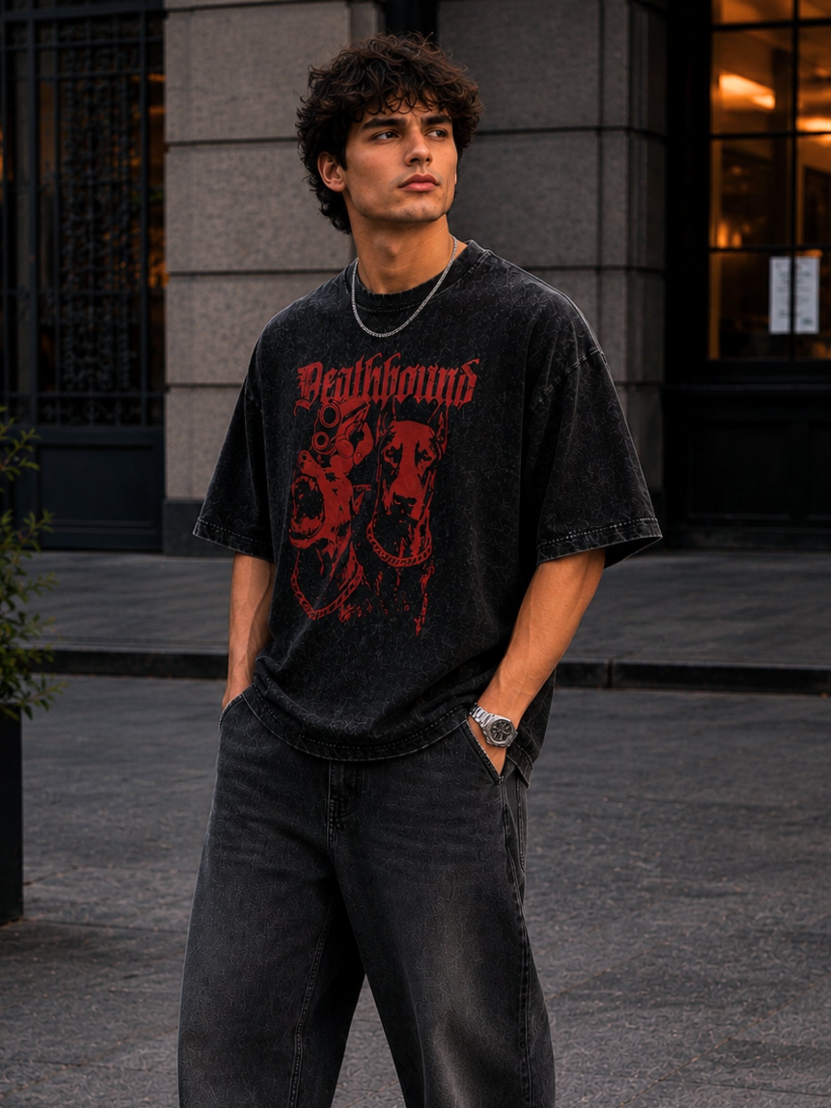 Men's Acid washed Printed T-shirt
