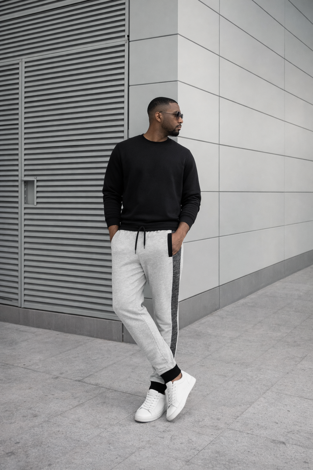 Men's Solid Grey Melange Side Panel TrackPants
