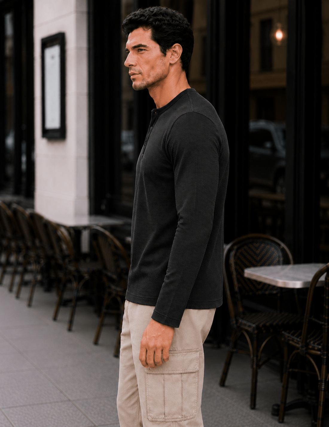Men's Olive Regular Fit Solid Full Sleeve T Shirt