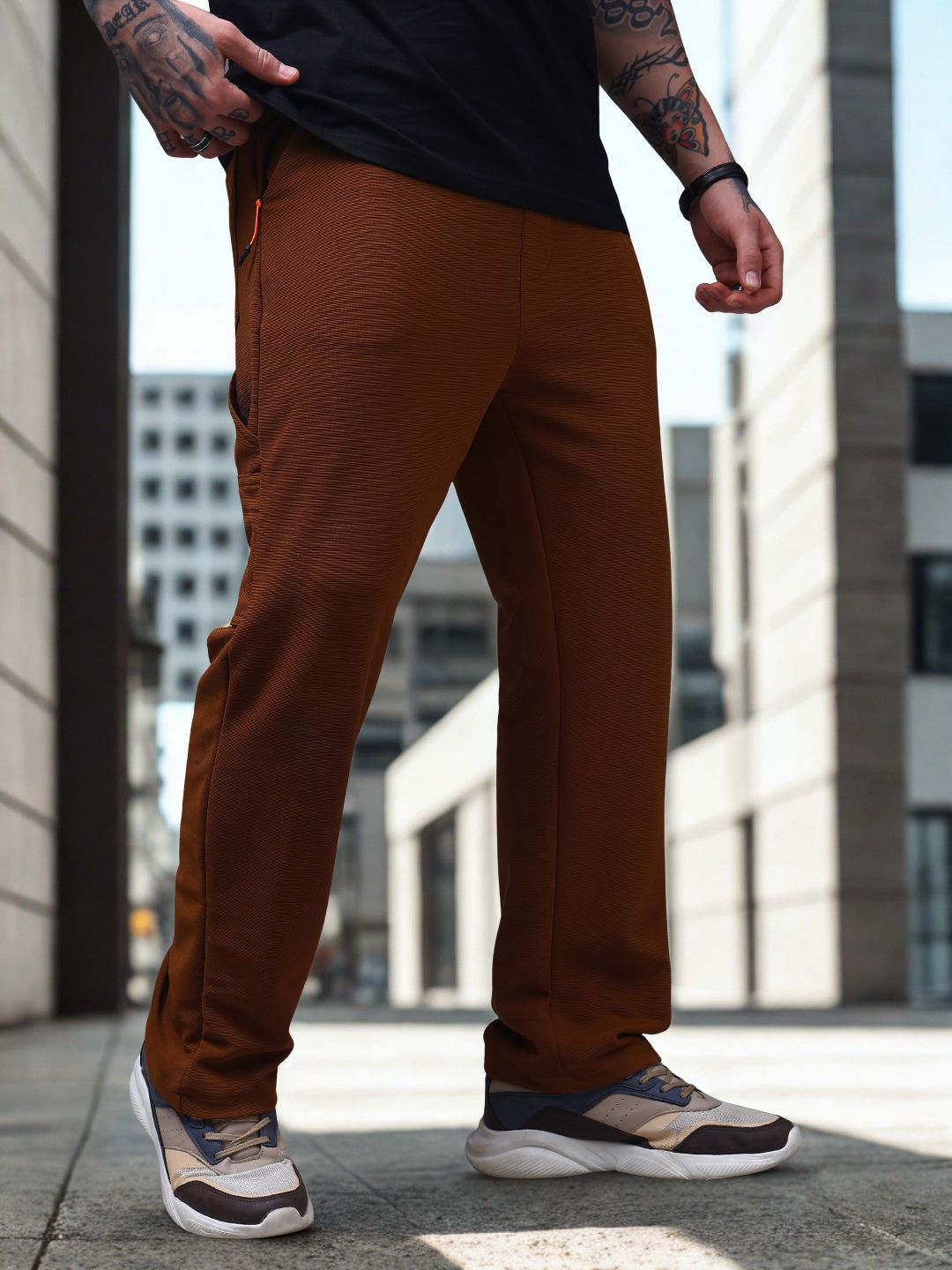 Men's Solid Brown Carpenter Pants