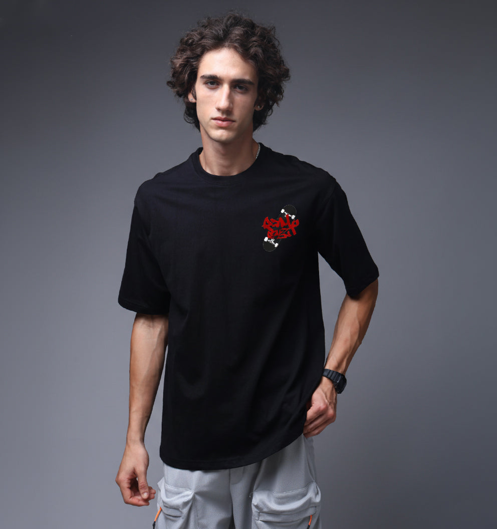 Street Graffiti Graphic Oversized Black T-Shirt