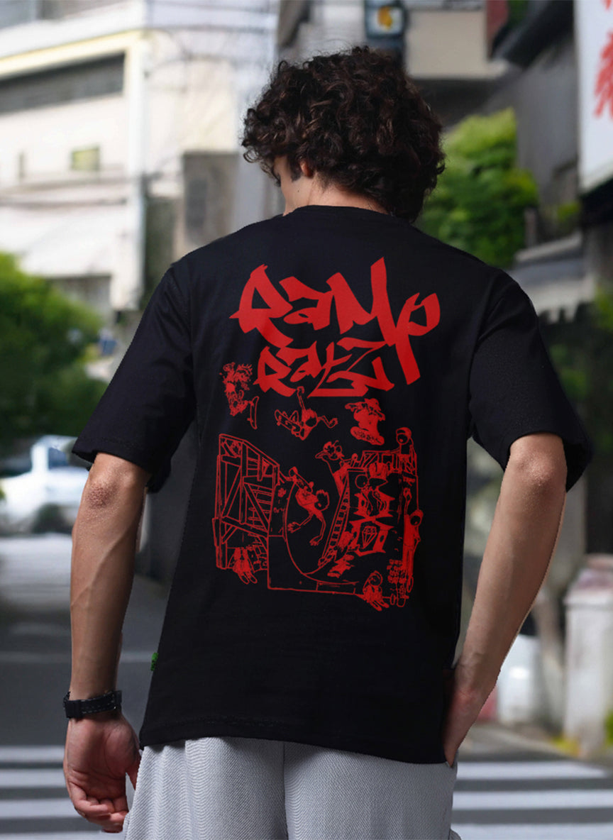 Street Graffiti Graphic Oversized Black T-Shirt