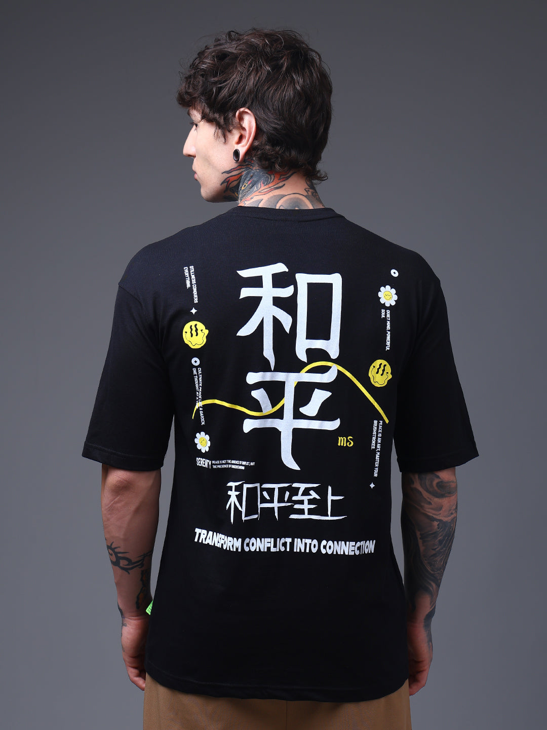 Men's Oversized Backprint Black Tshirt