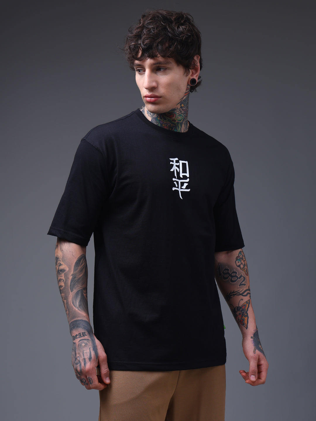 Men's Oversized Backprint Black Tshirt