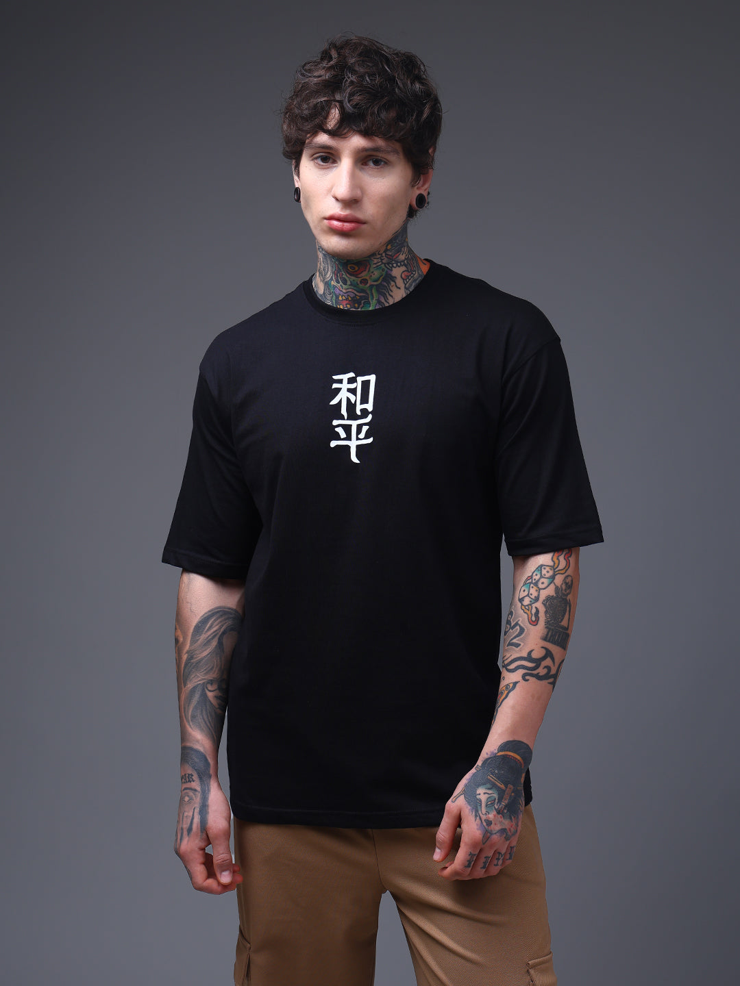 Men's Oversized Backprint Black Tshirt