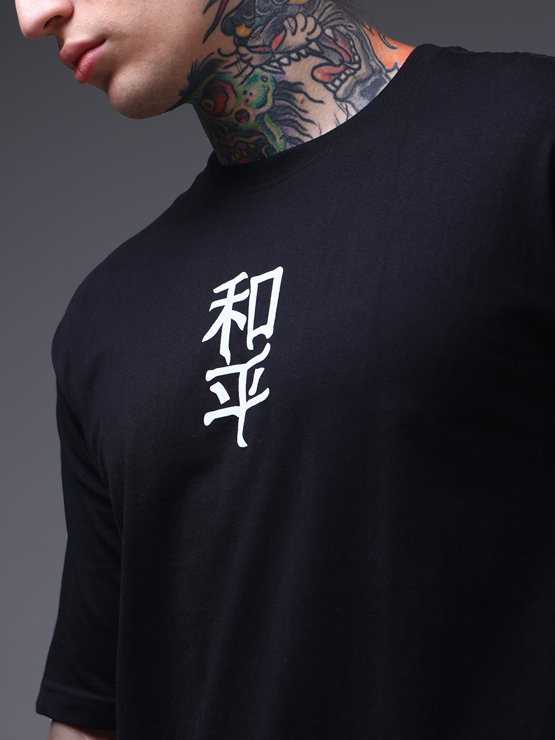 Men's Oversized Backprint Black Tshirt