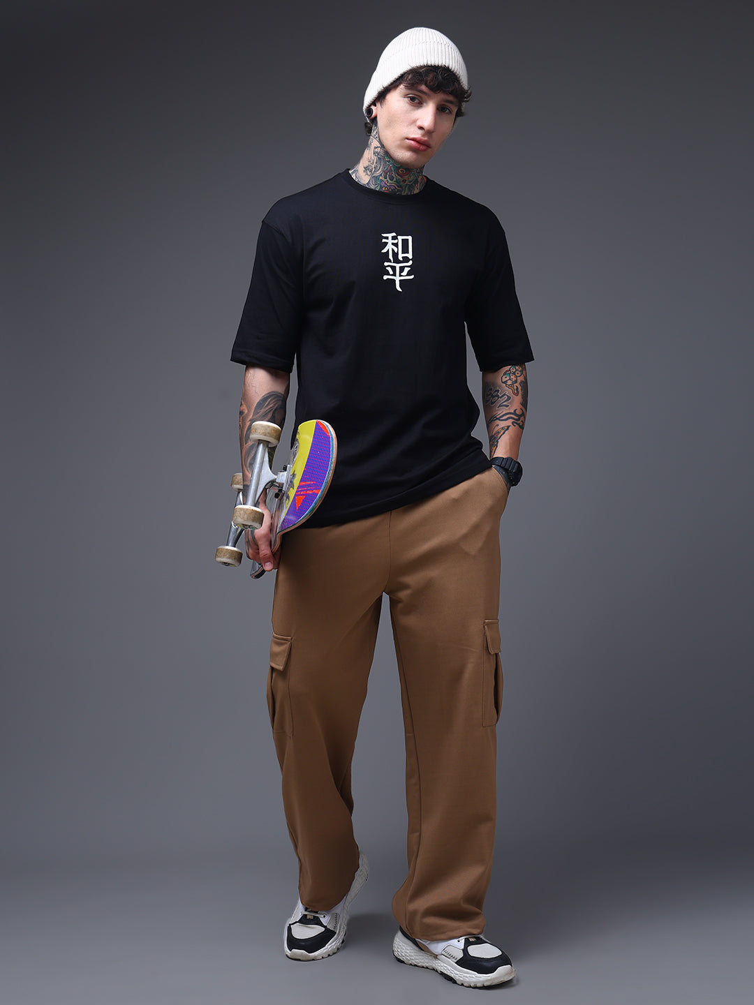 Men's Oversized Backprint Black Tshirt