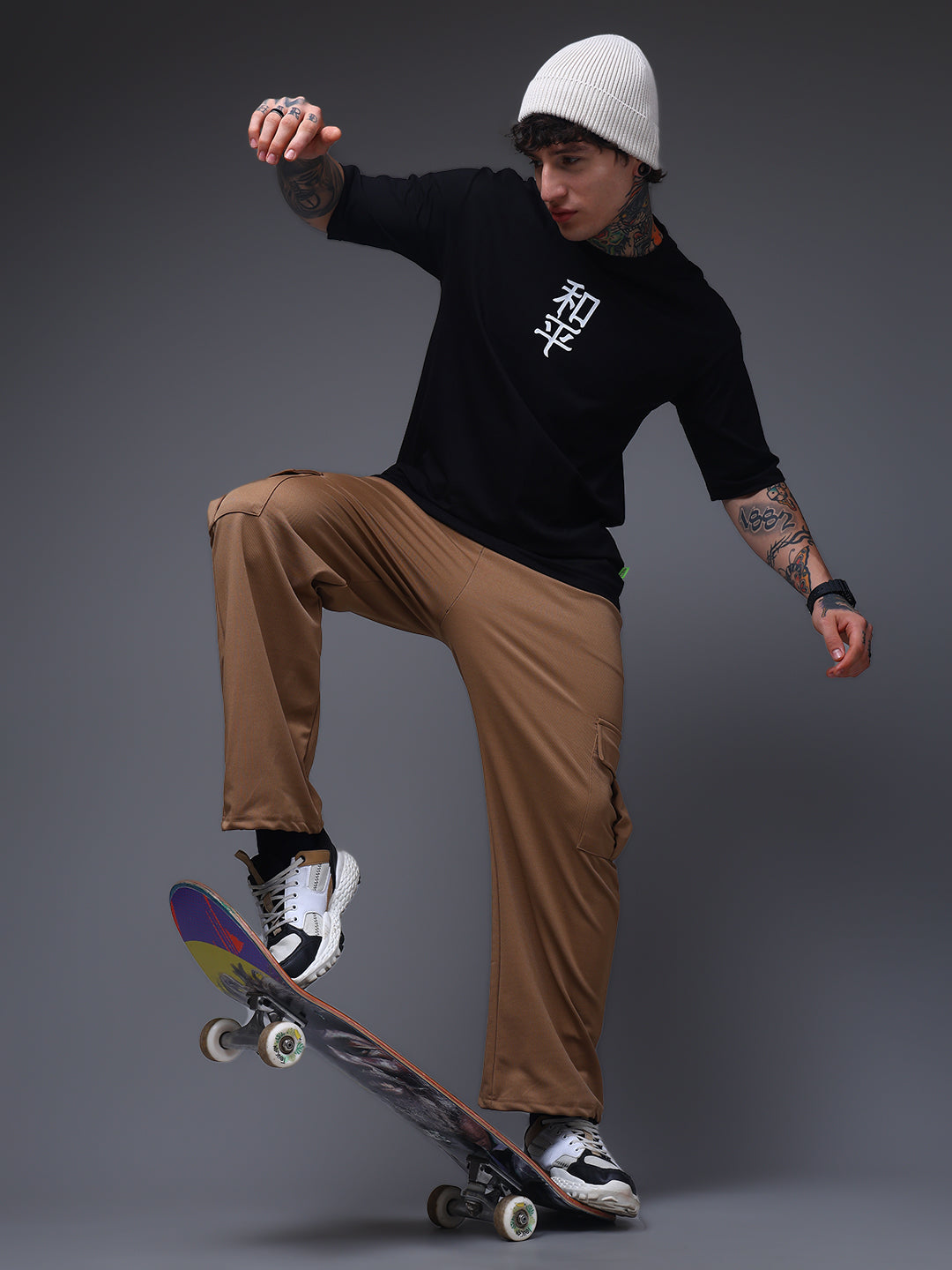 Men's Oversized Backprint Black Tshirt