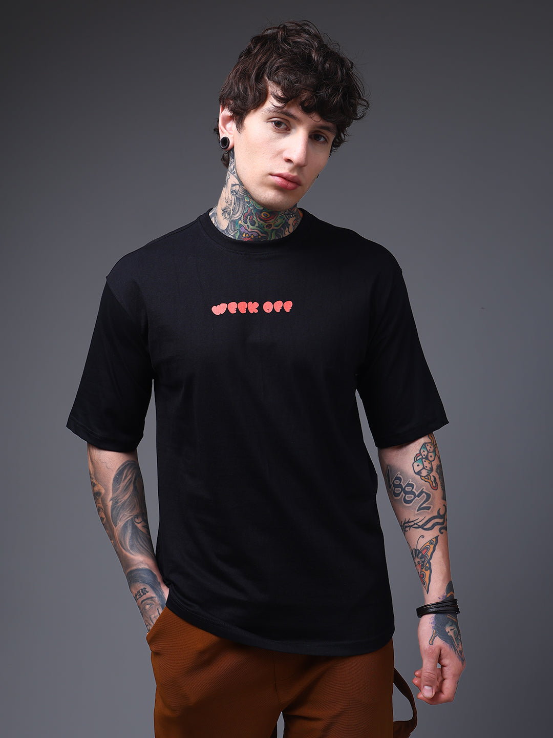 Men's Oversized Backprint Black Tshirt