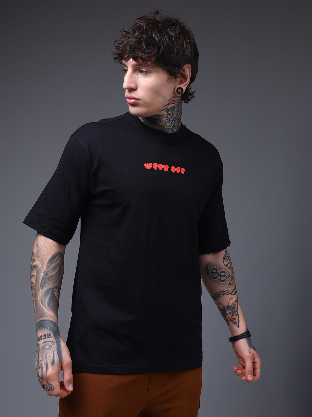Men's Oversized Backprint Black Tshirt
