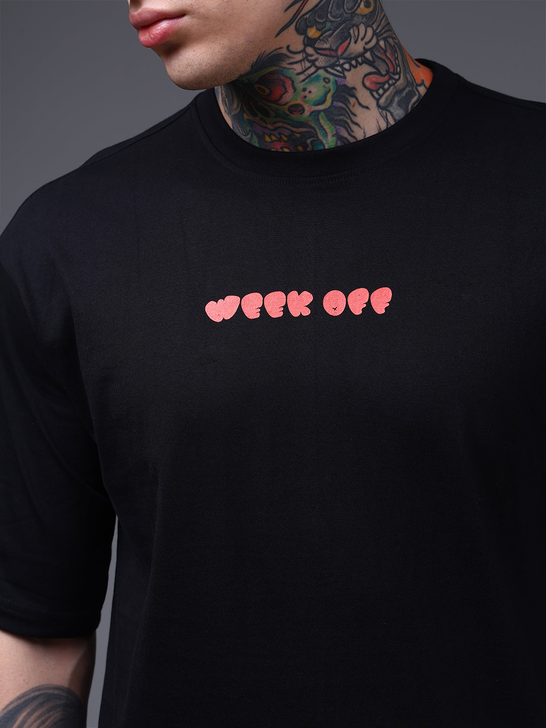 Men's Oversized Backprint Black Tshirt