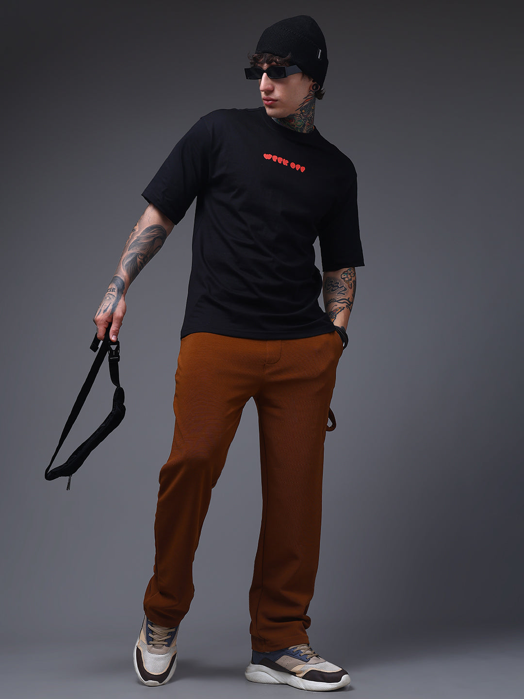 Men's Oversized Backprint Black Tshirt