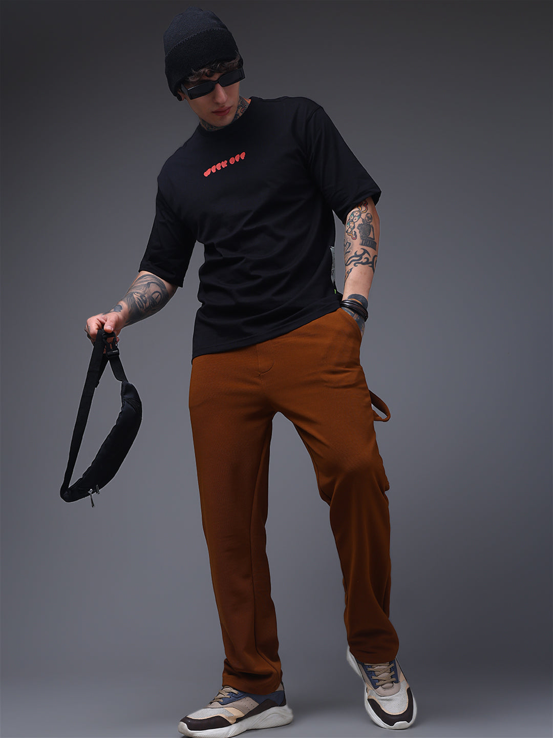 Men's Solid Brown Carpenter Pants
