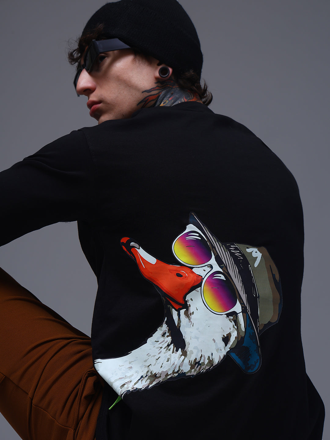 Men's Oversized Backprint Black Tshirt