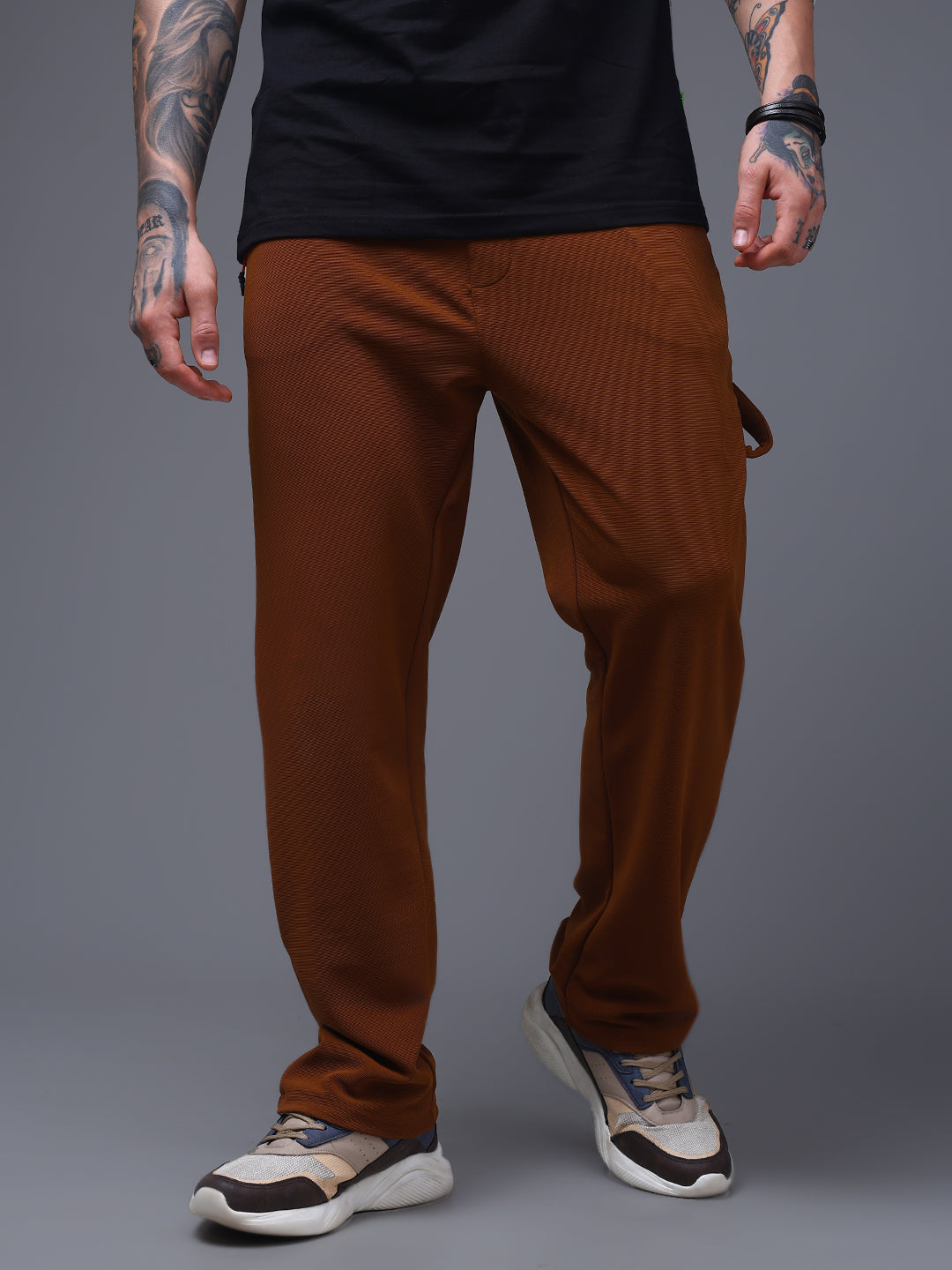 Men's Solid Brown Carpenter Pants