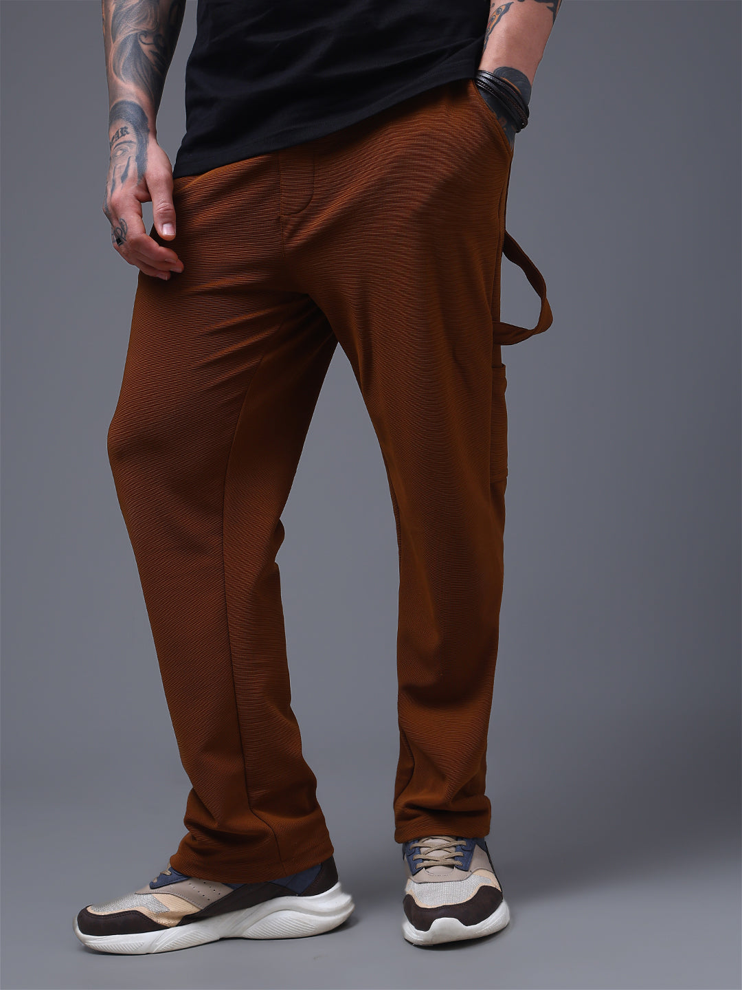 Men's Solid Brown Carpenter Pants