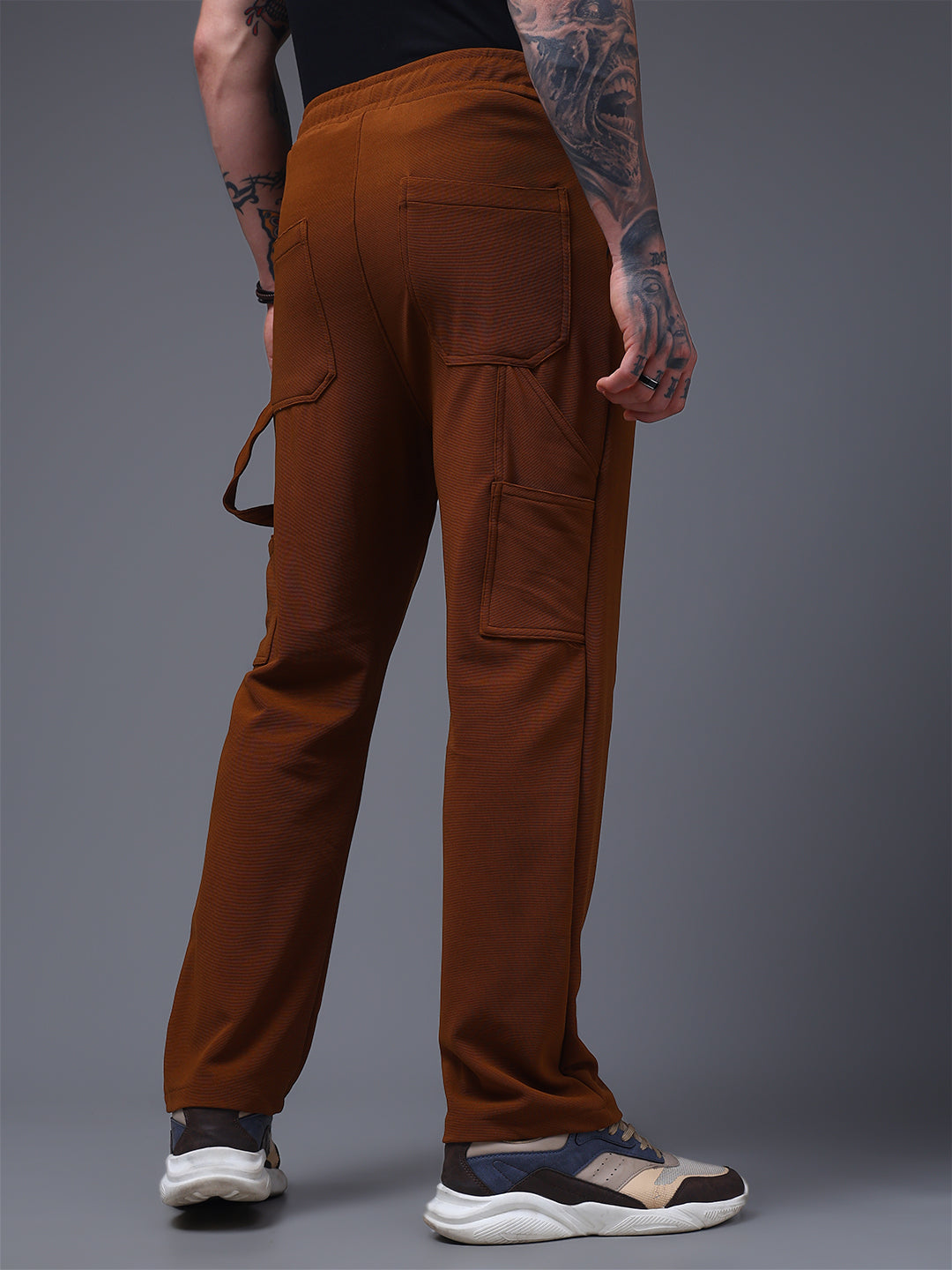 Men's Solid Brown Carpenter Pants