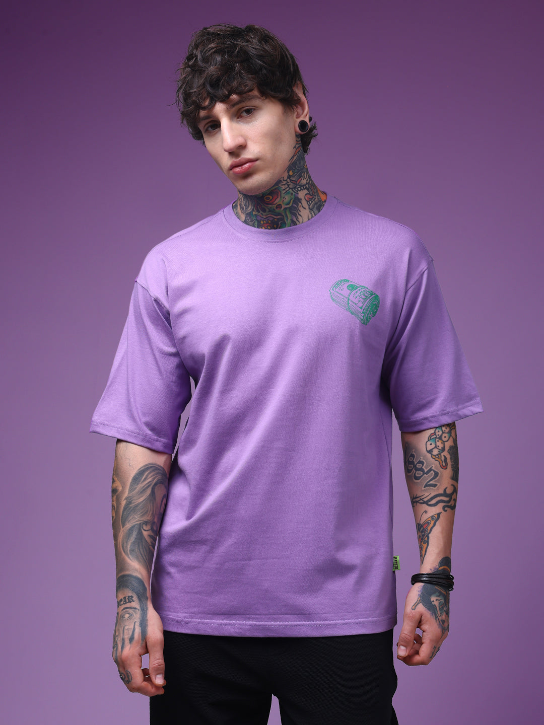 Men's Oversized Backprint Lavender Tshirt