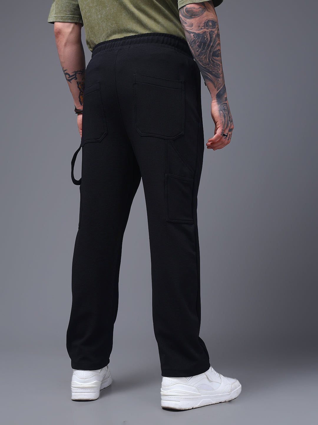 Men's Solid Black Carpenter Pants