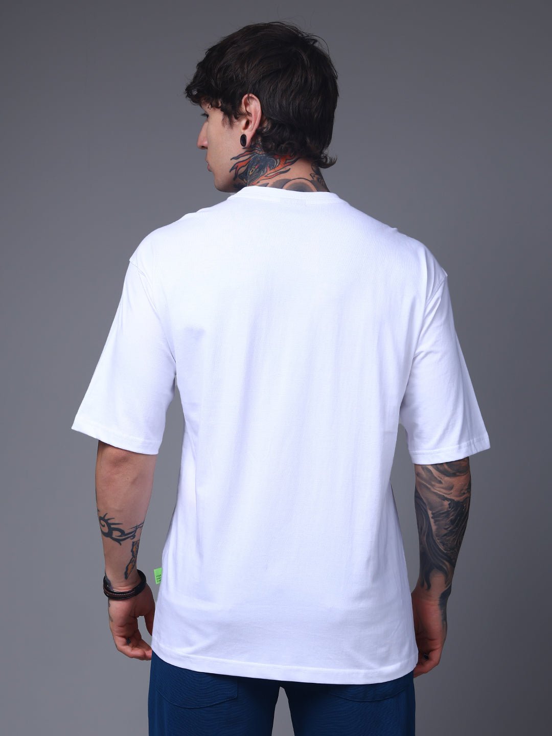 Men's Oversized Embroided Print White Tshirt