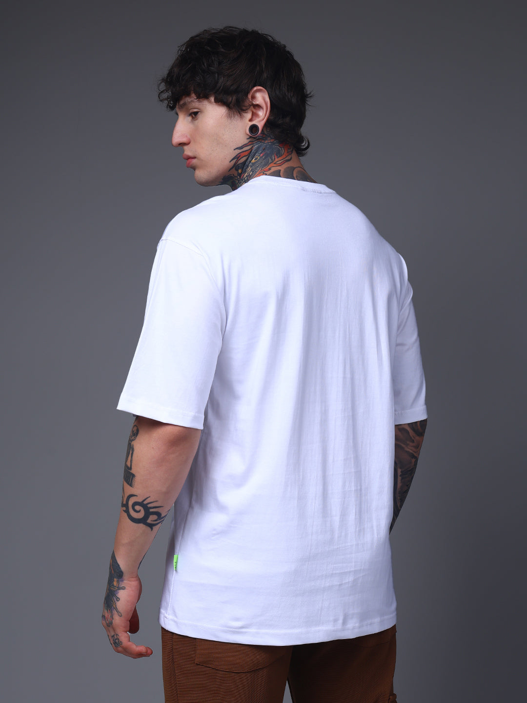 Men's Oversized Embroided Print White Tshirt