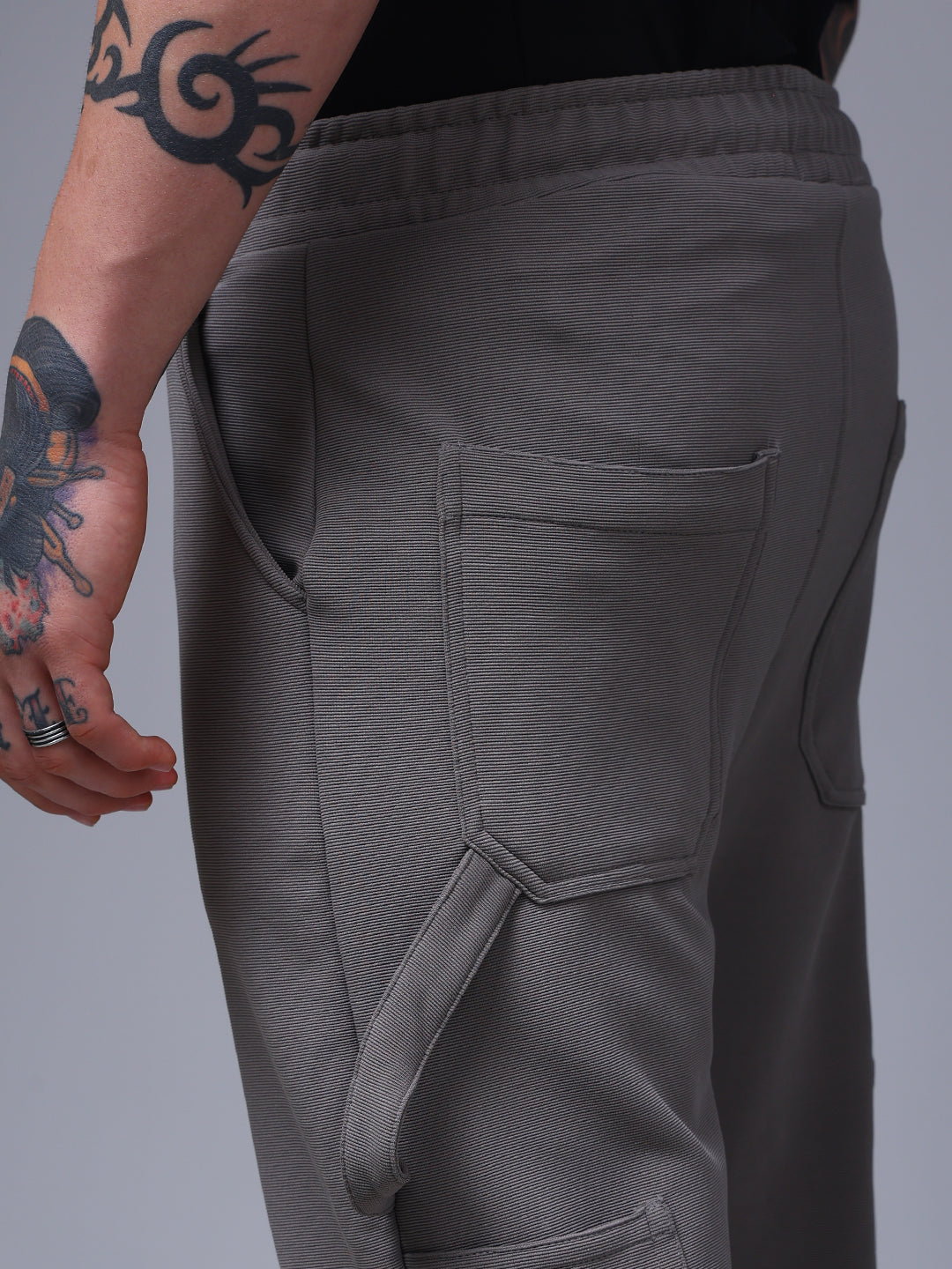 Men's Solid Light Grey Carpenter Pants