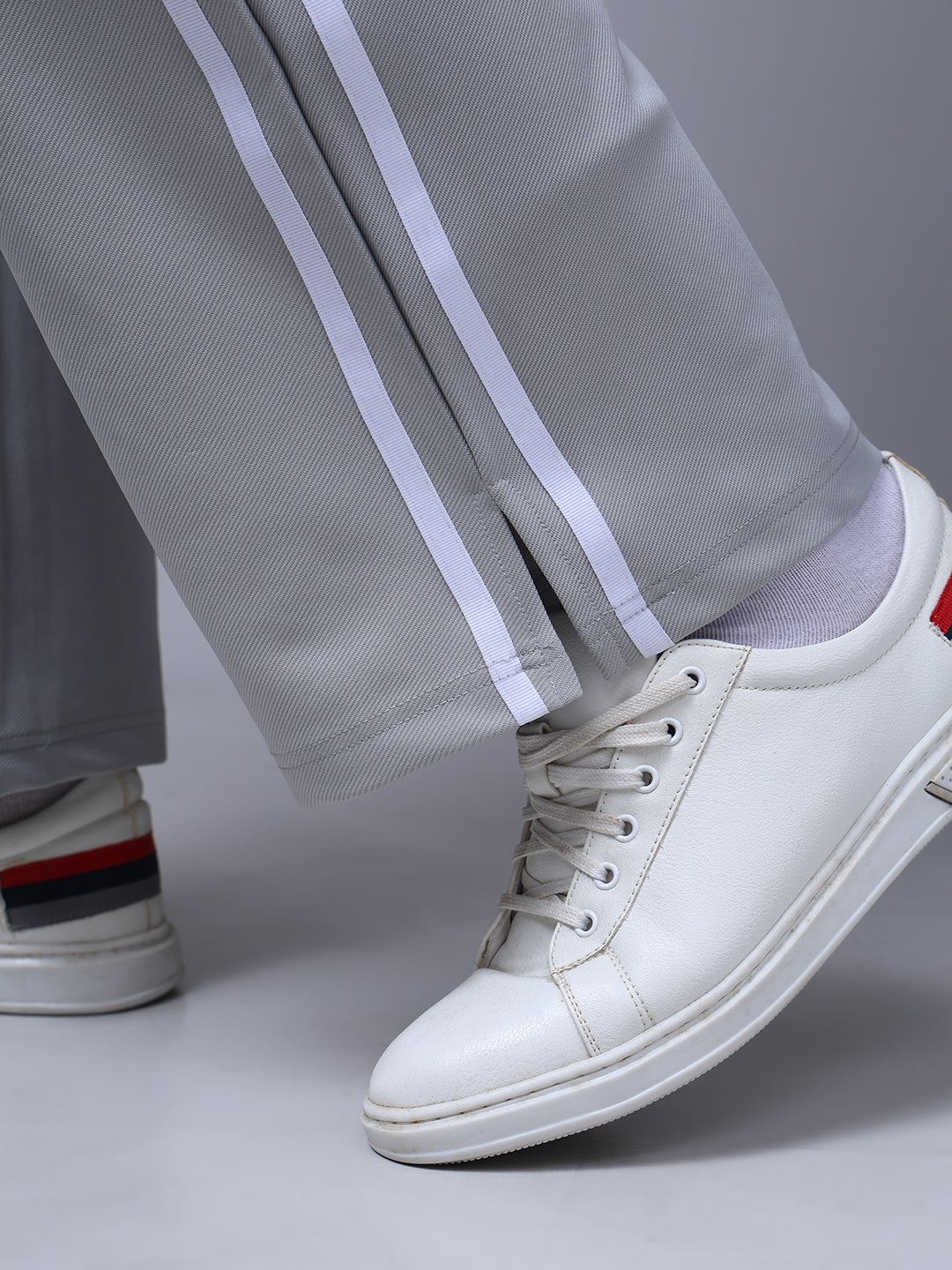 Men's Loose Fit Ice silver Side Tape TrackPants