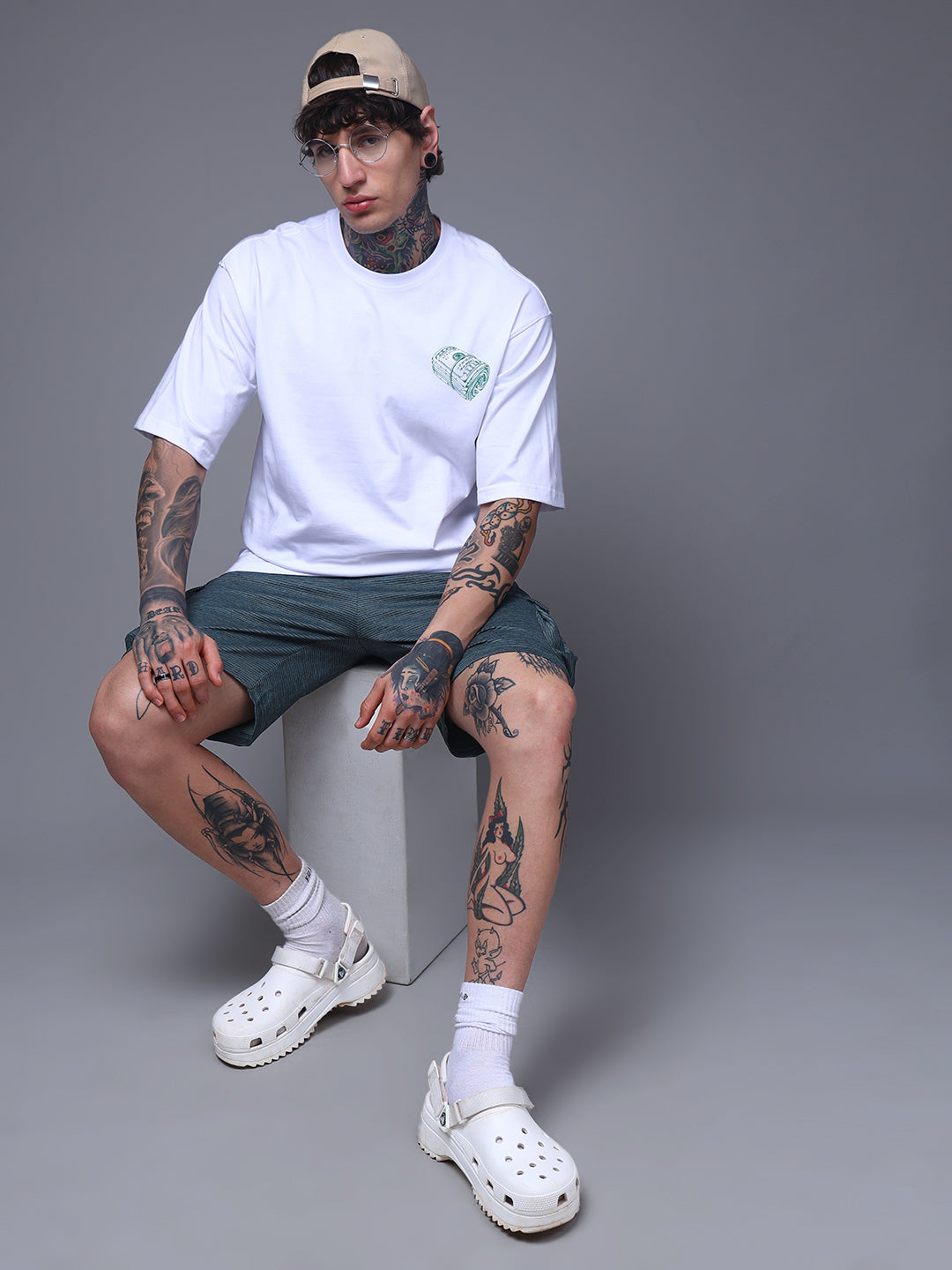 Men's Oversized Backprint White Tshirt