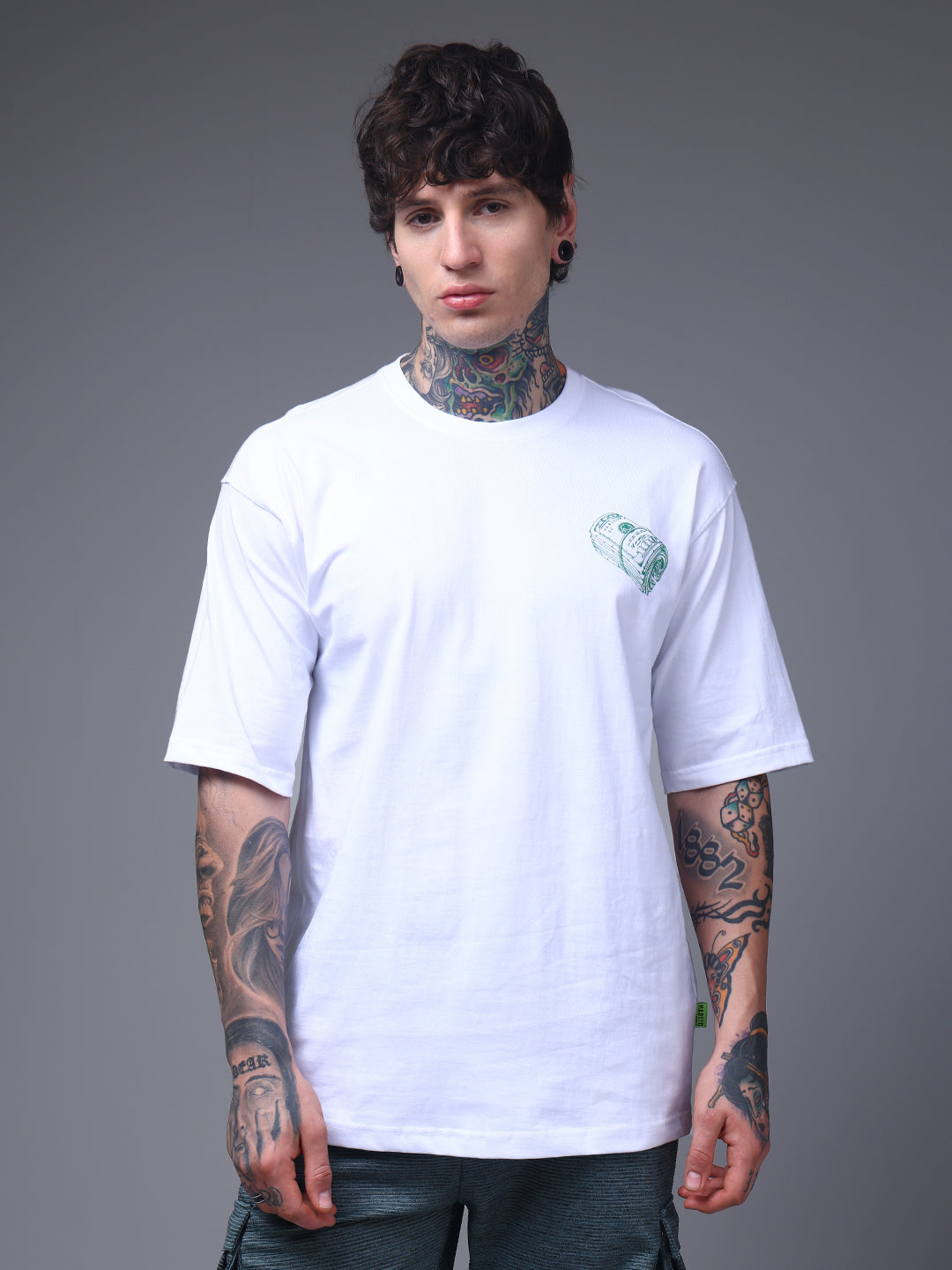 Men's Oversized Backprint White Tshirt