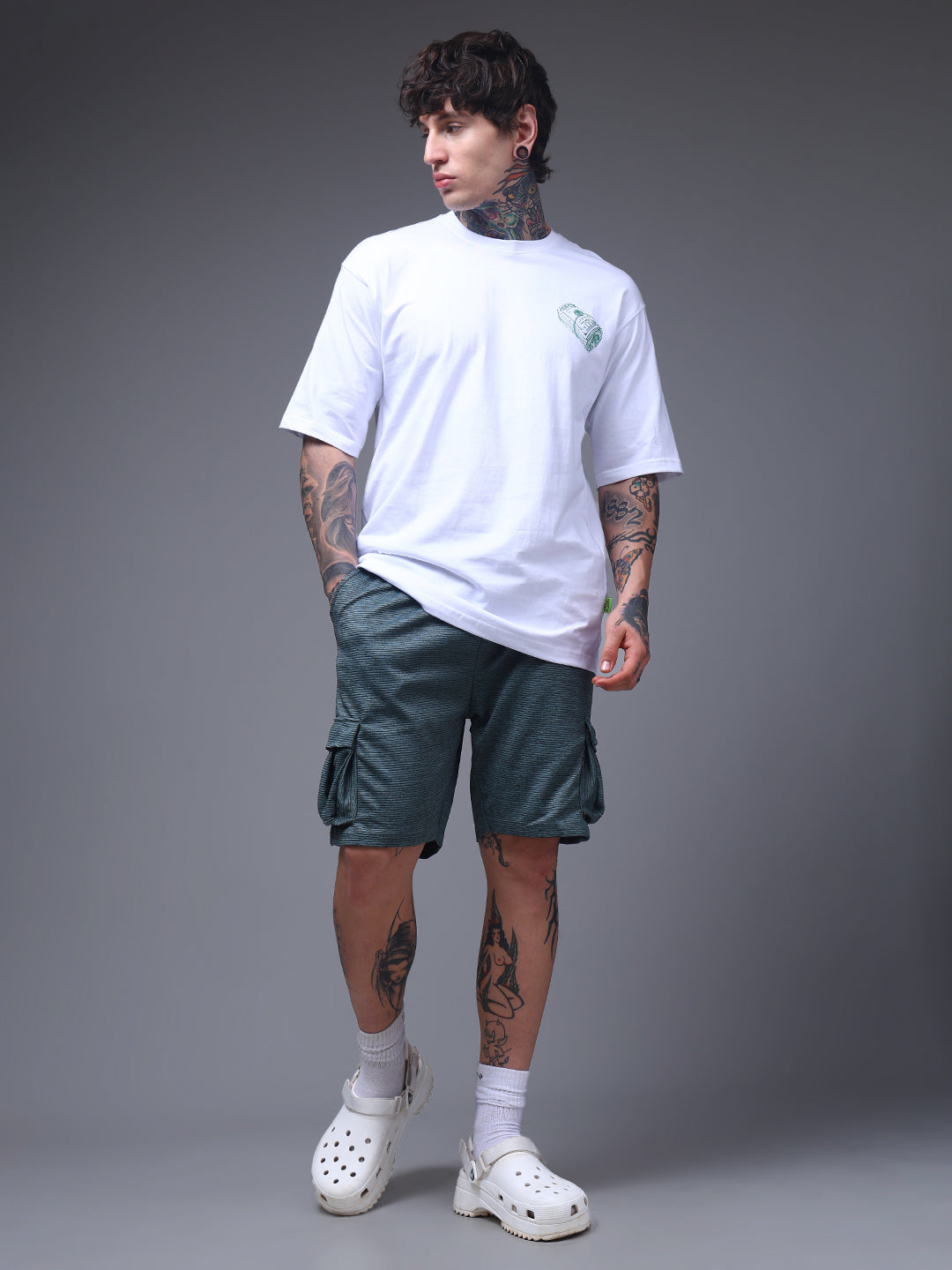 Men's Oversized Backprint White Tshirt