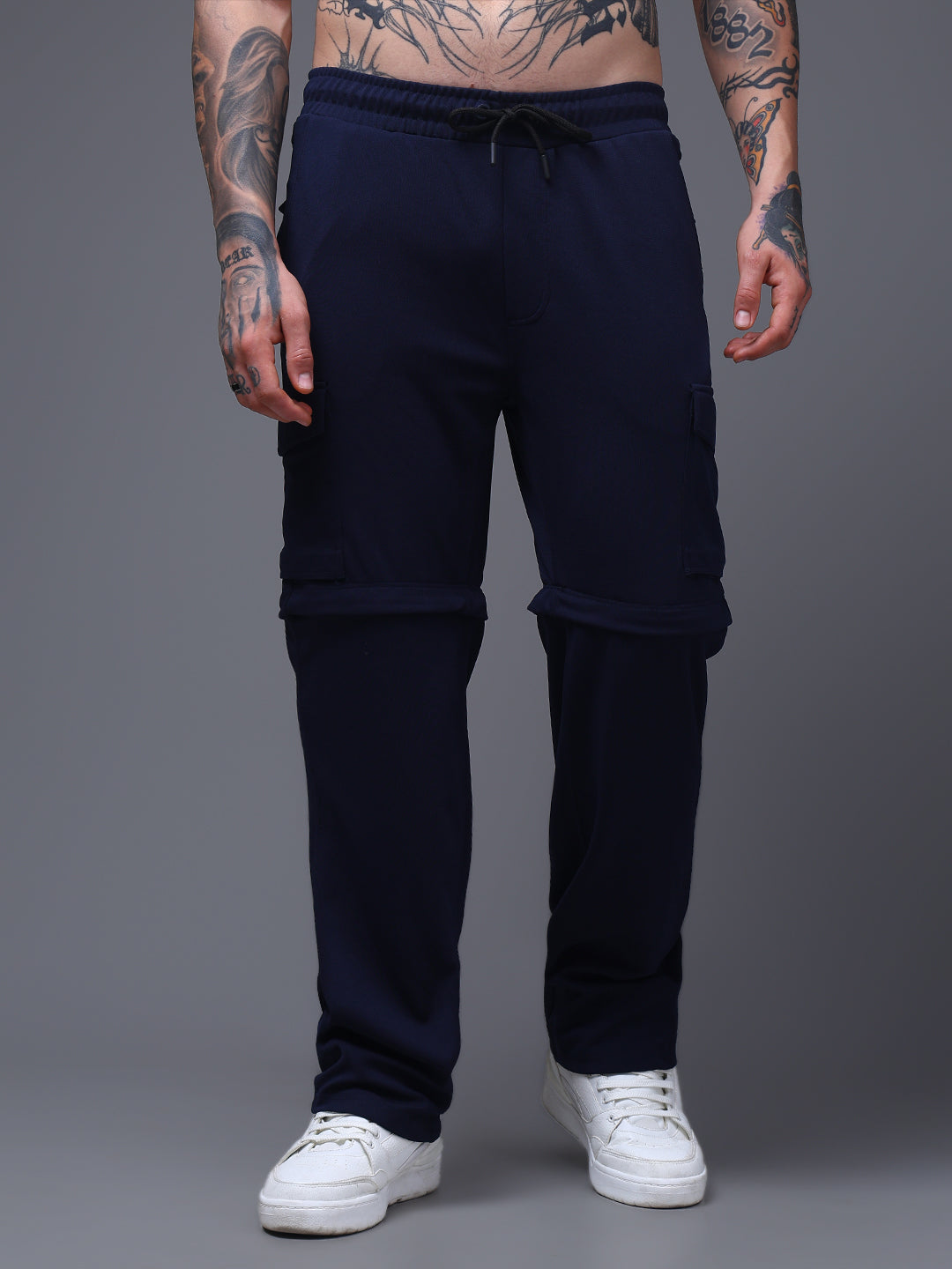 Men's Straight Fit Navy Detachable Cargo Pants