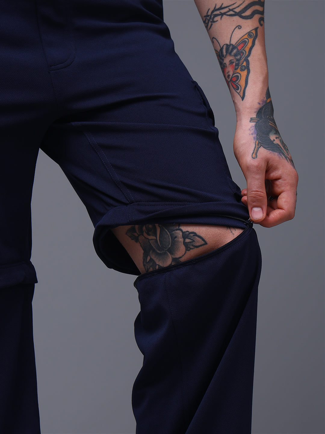 Men's Straight Fit Navy Detachable Cargo Pants